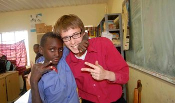 Jacob Henry Teaches English to a Student in Namibia