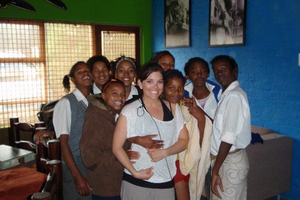 Jenny with some of her students in South Africa