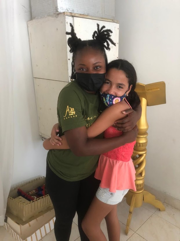 A student and I at the volunteer Project!