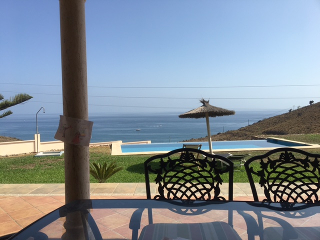 This was the view ( of the infinity pool and Mediterranean sea) from the patio where we had classes and ate meals.  