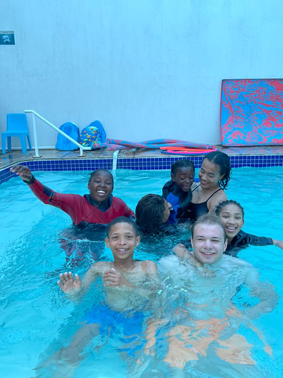 Me, Vincent and my children at the swimming lesson