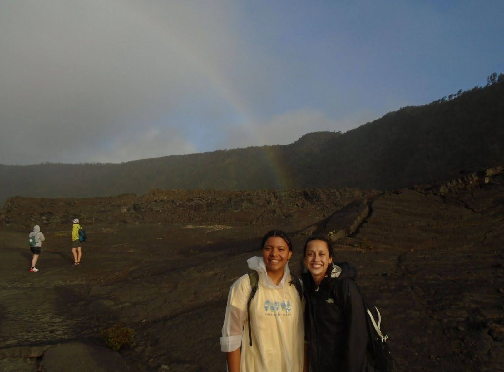 My friend Delaney and I crossing the Mount Kilauea Volcano crater!