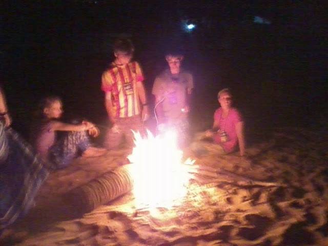 Bonfire night with our group on the beach