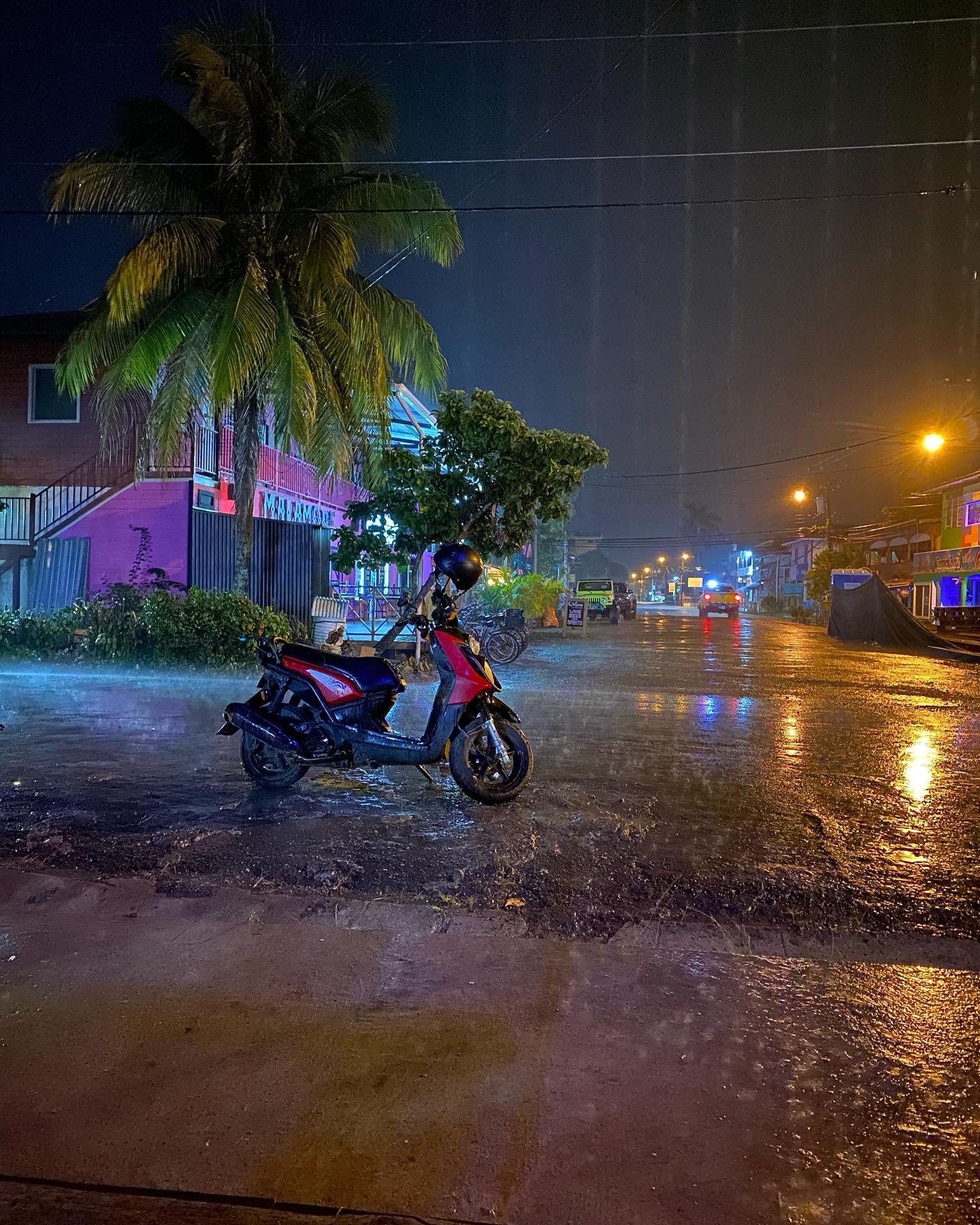 caught in the rain in Bocas del toro in Panama