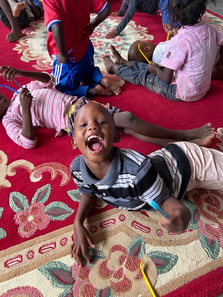 Brushing teeth in the orphanage