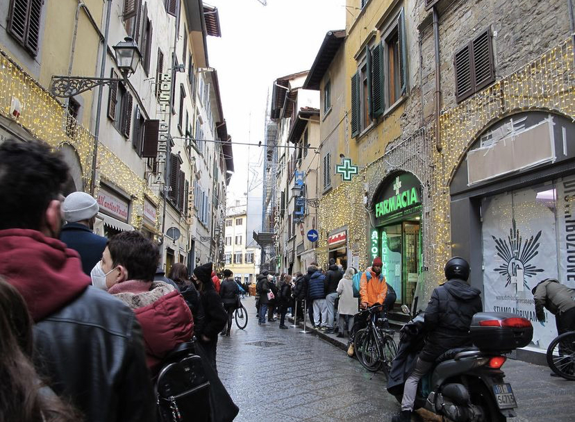 Waiting for a panino on my first day in Florence