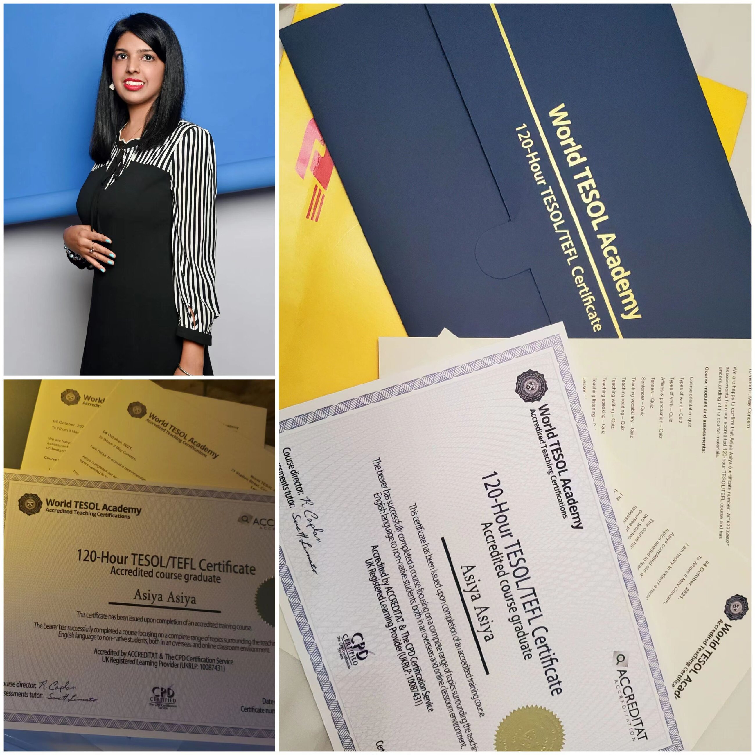 TESOL/TEFL Certified from World TESOL Academy, UK