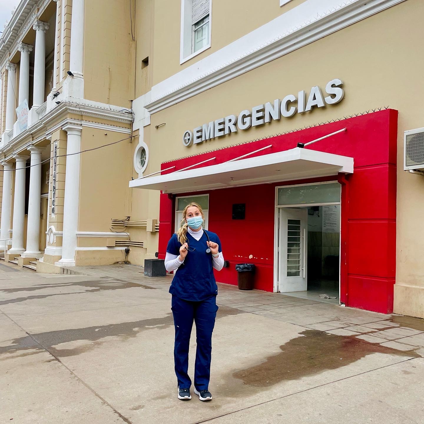Me outside of the hospital where I completed rotations in Dermatology, Pulmonology, Urgent Care and Pediatric Consults.