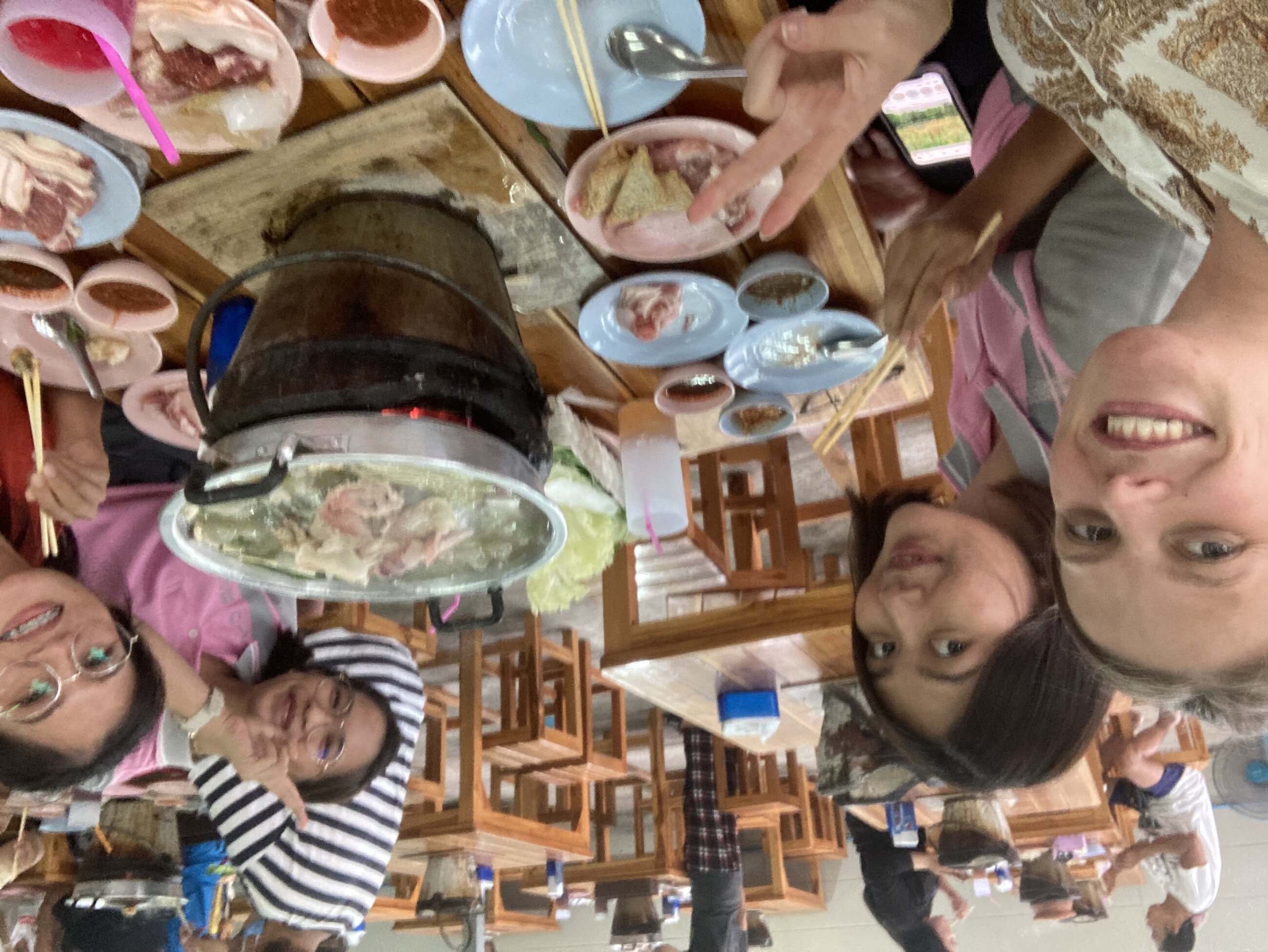 Eating moo kretai with Thai teachers