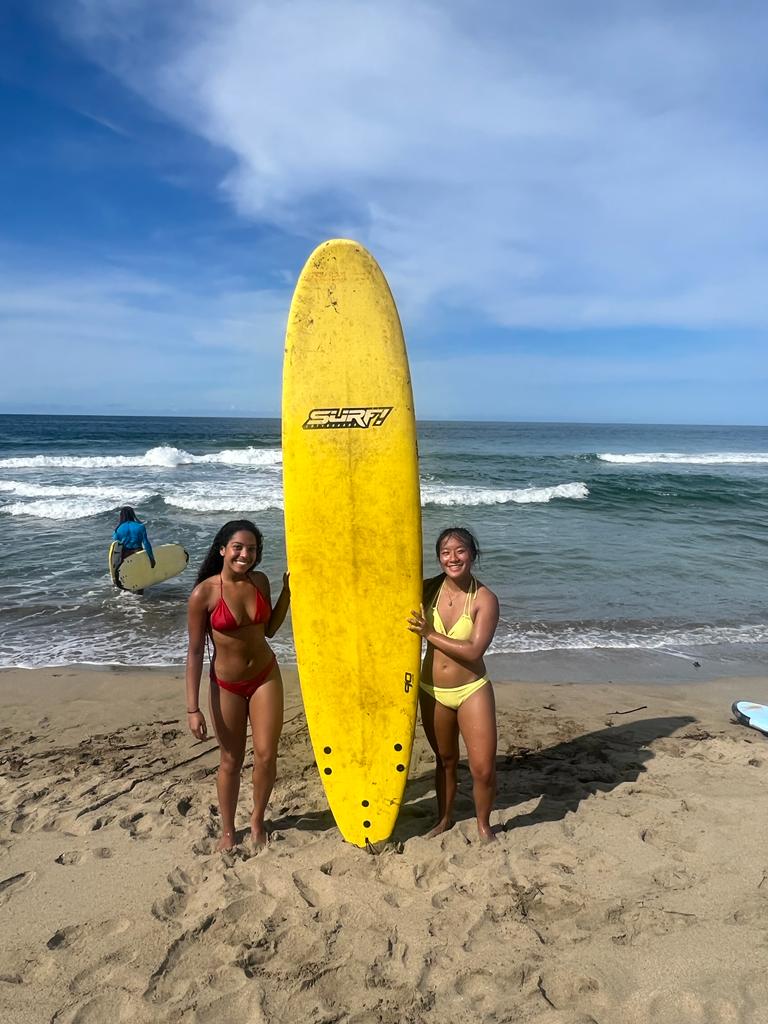 Surfing on the beach