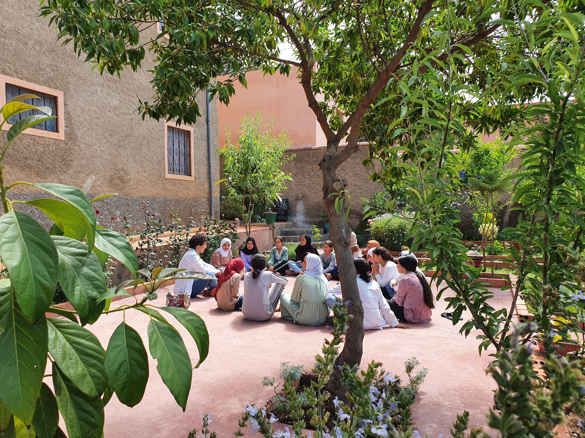 Mindfulness class in the garden