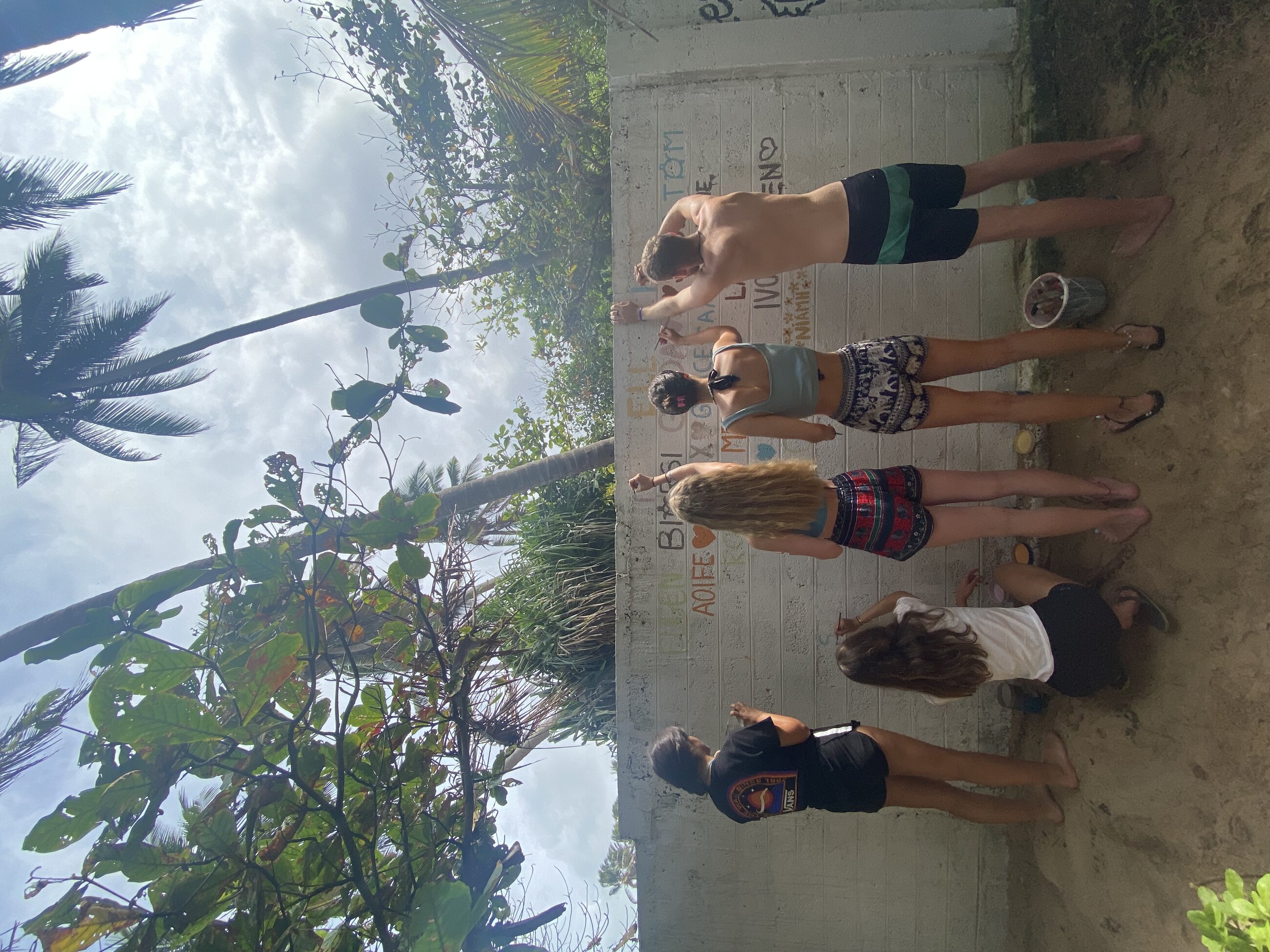 Painting names at the turtle sanctuary on our last day