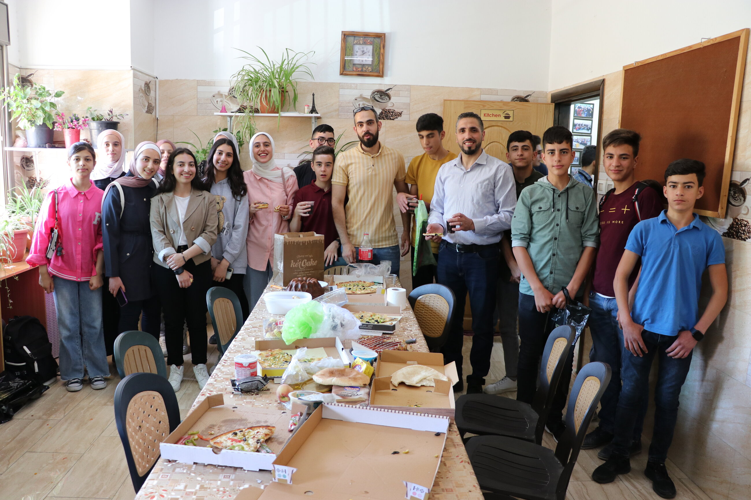 with Palestinian students