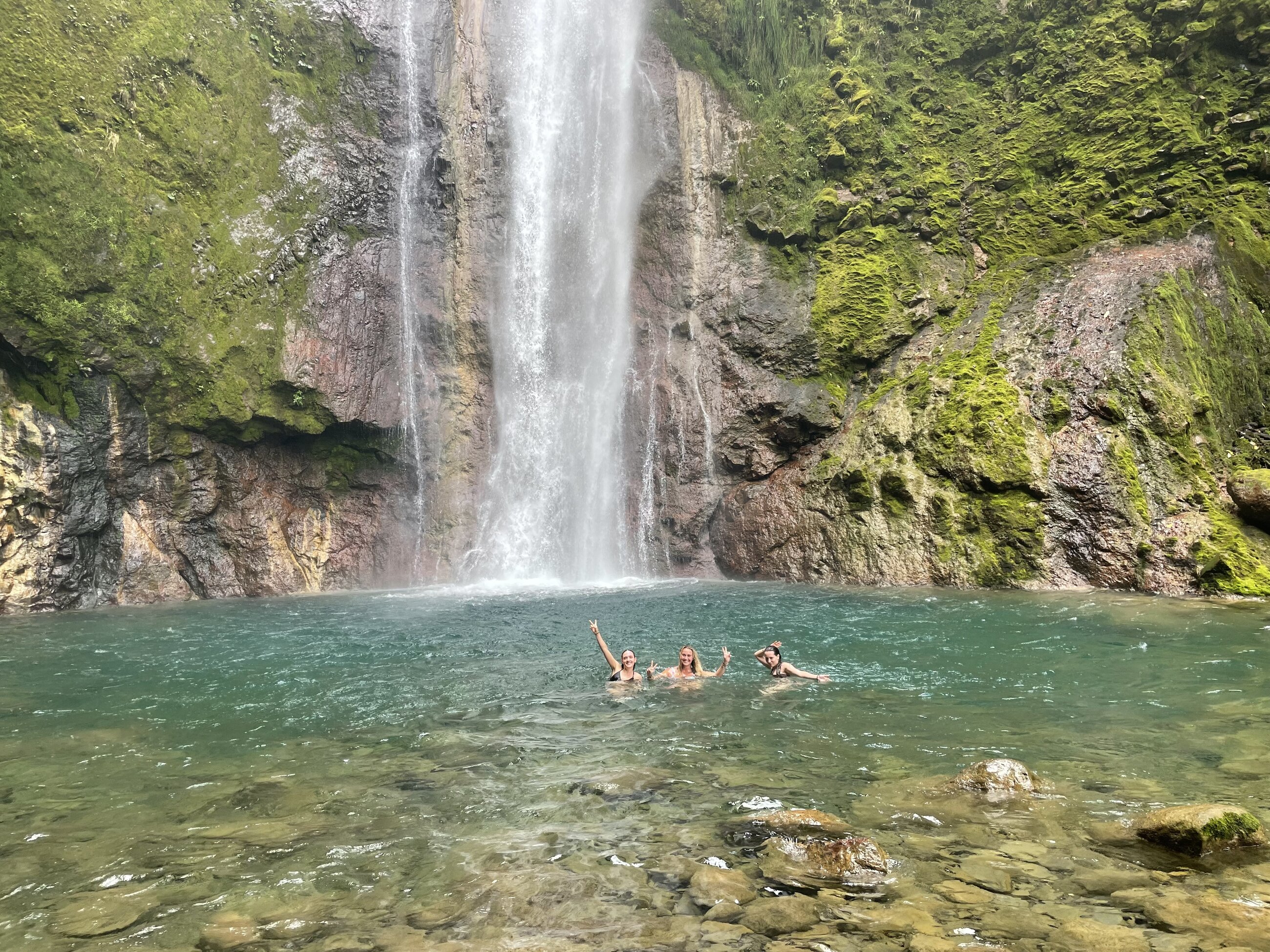 Swimming in a waterfall