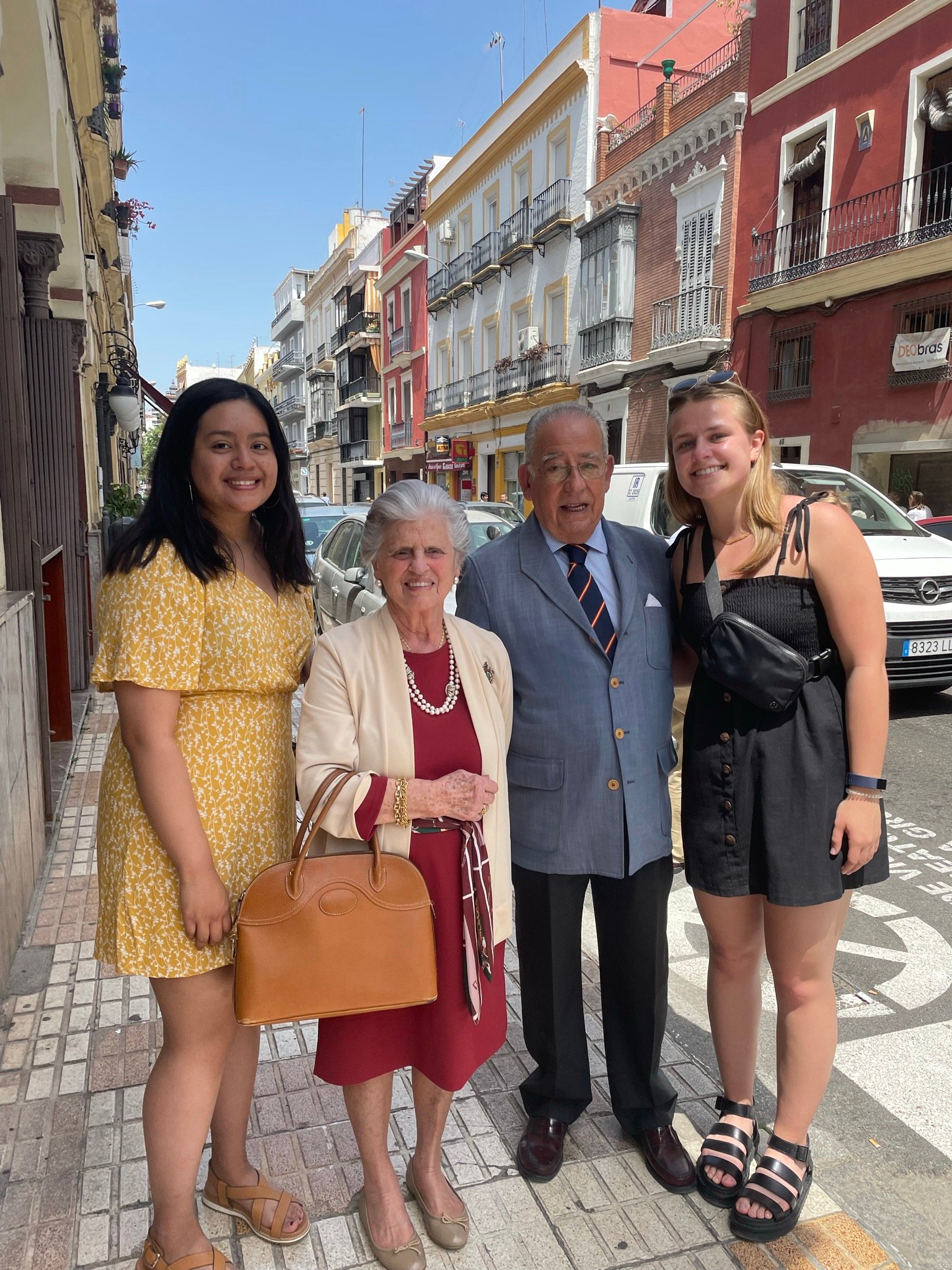 Me (far right) with my host family during feria parades 