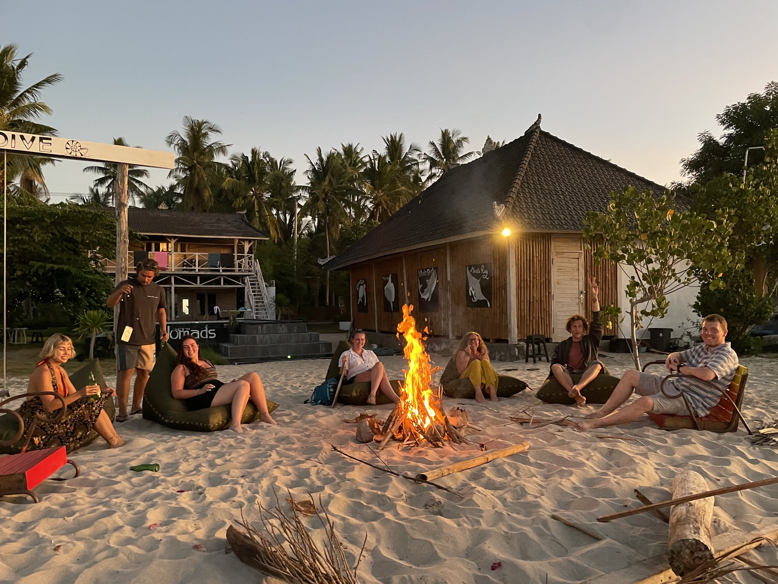 Bonfires after a day of dives