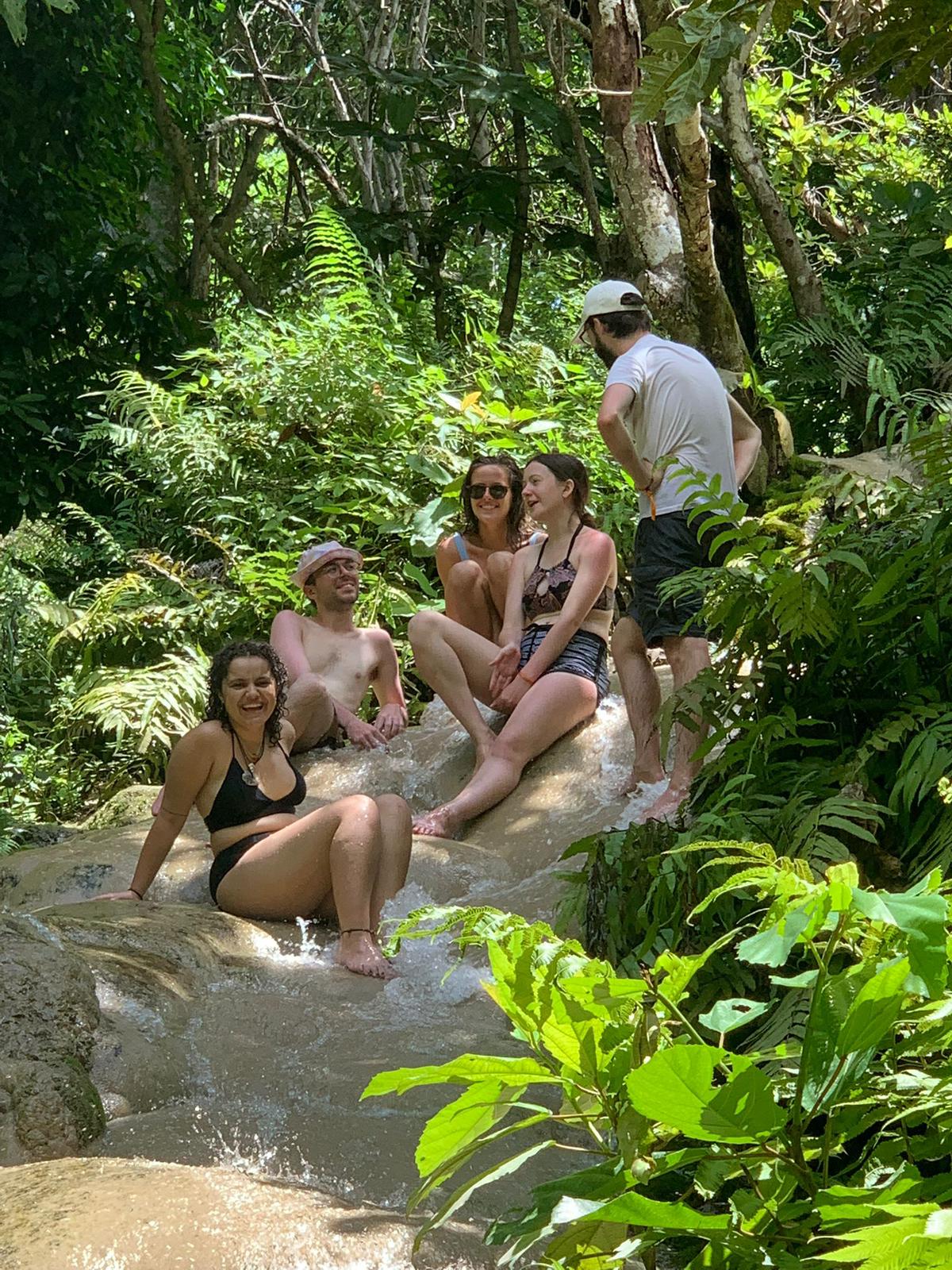 Getting to know each other up a waterfall