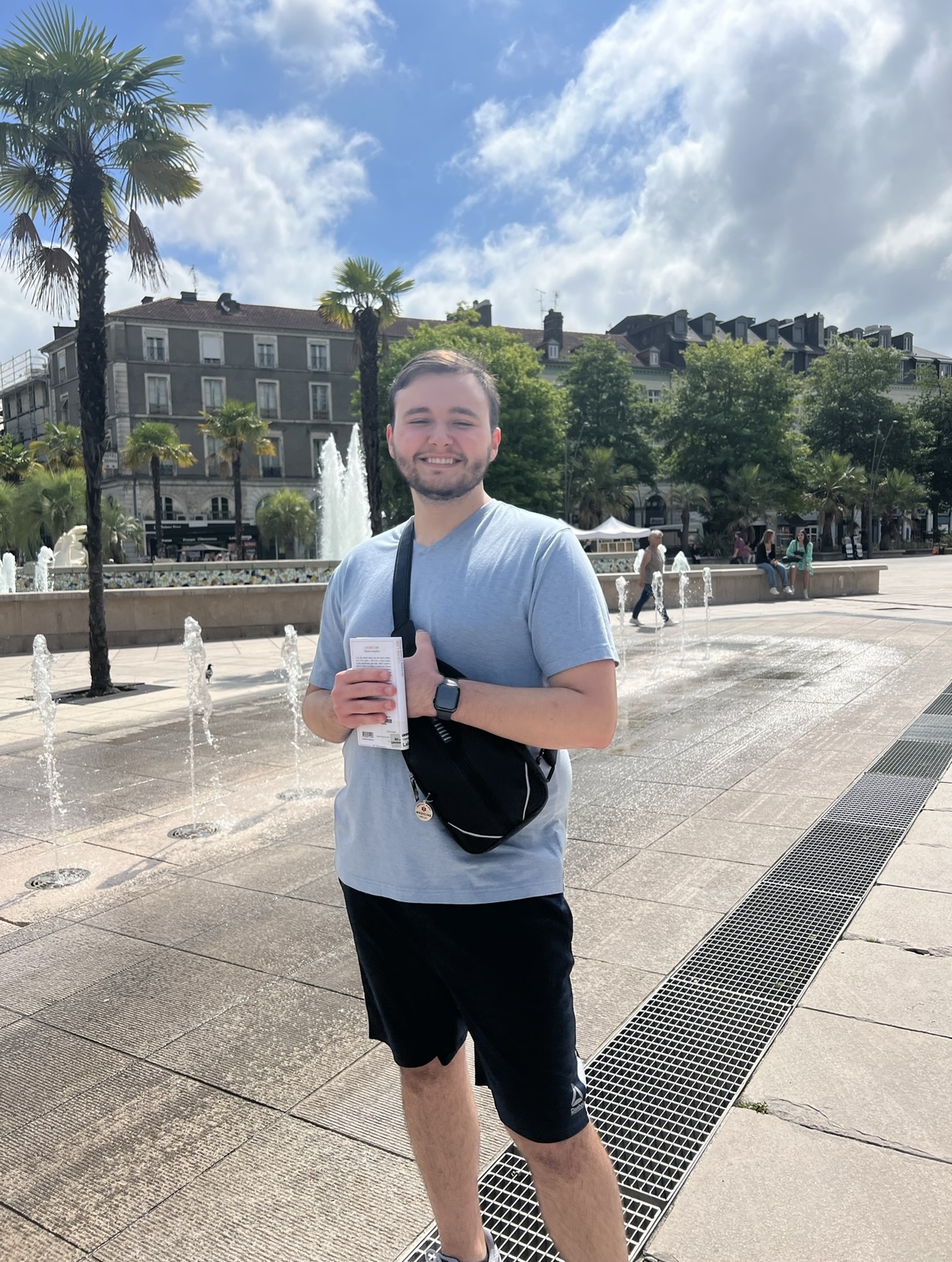 Me in Place Clemenceau, in the city center. Gorgeous weather. And I'm holding a book I rented from the Médiathèque library on Louise Labé, my favorite French author.