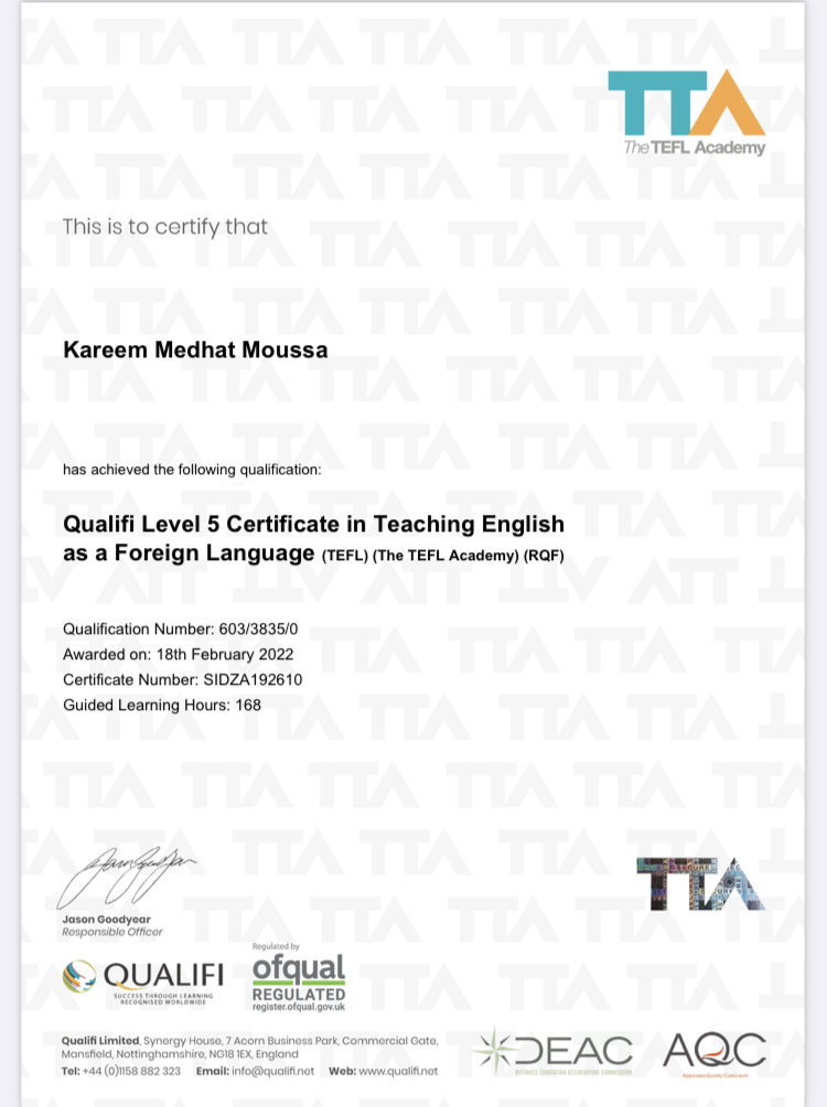 Tefl certificate