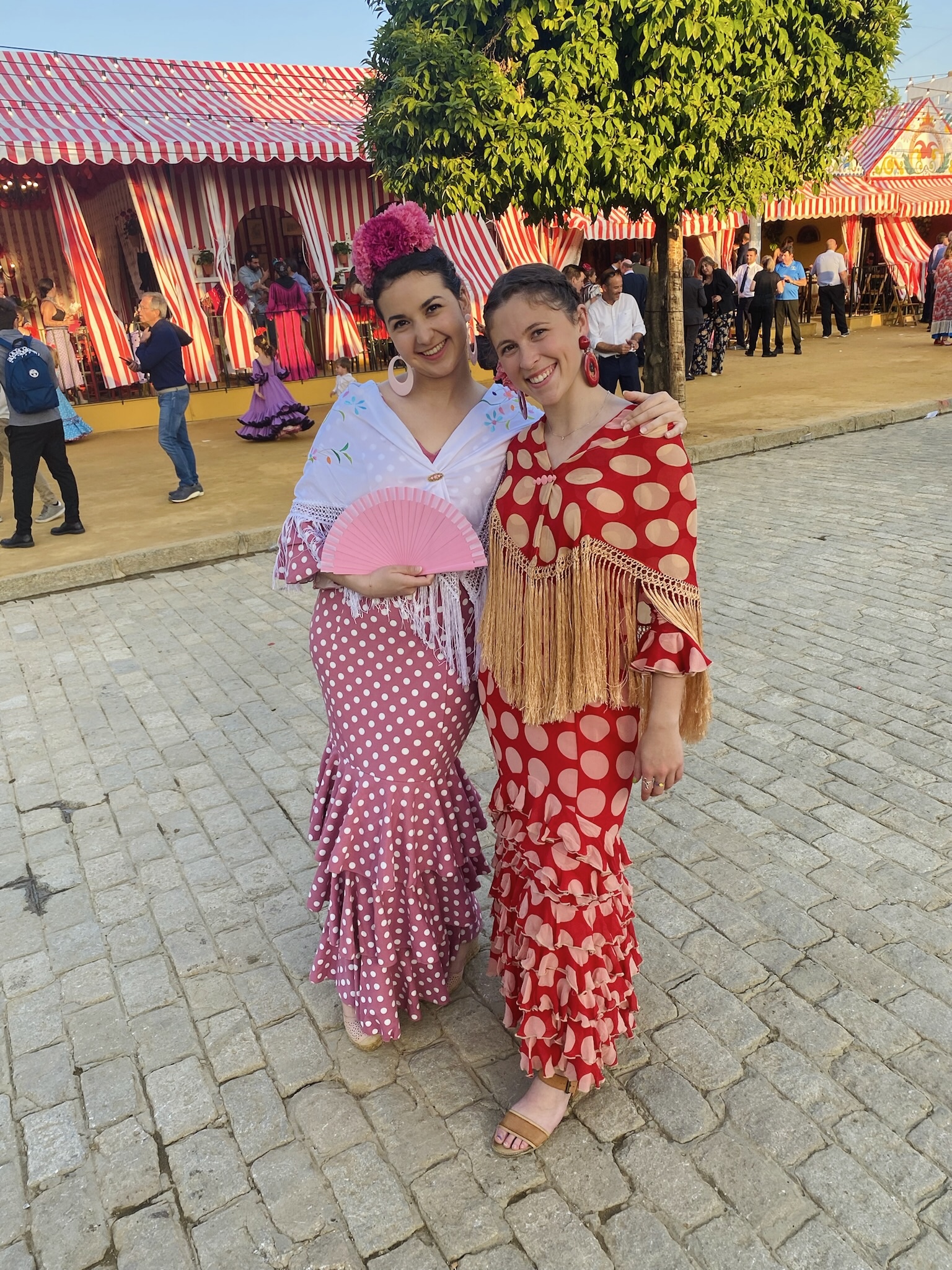 Dressed up in trajes de flamenca for Feria!