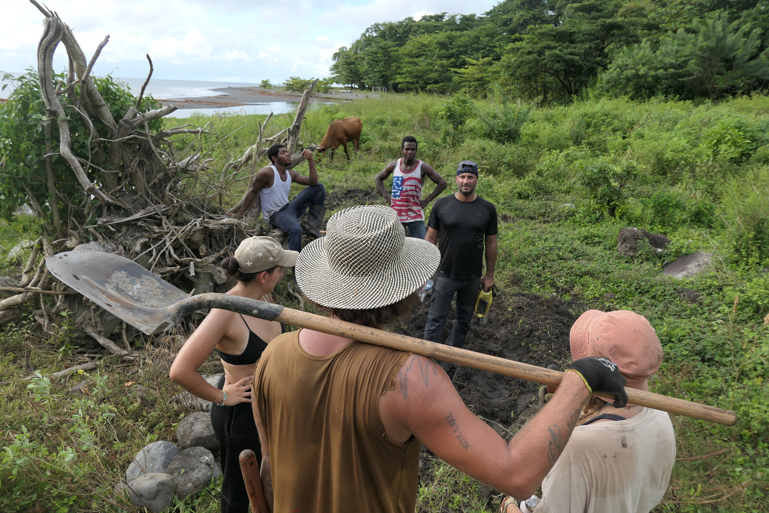 digging a channel for water inflow 