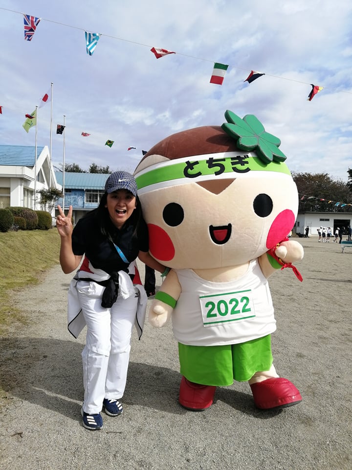 Posed for a snap with the official mascot of Tochigi Prefecture, Tochimarukun