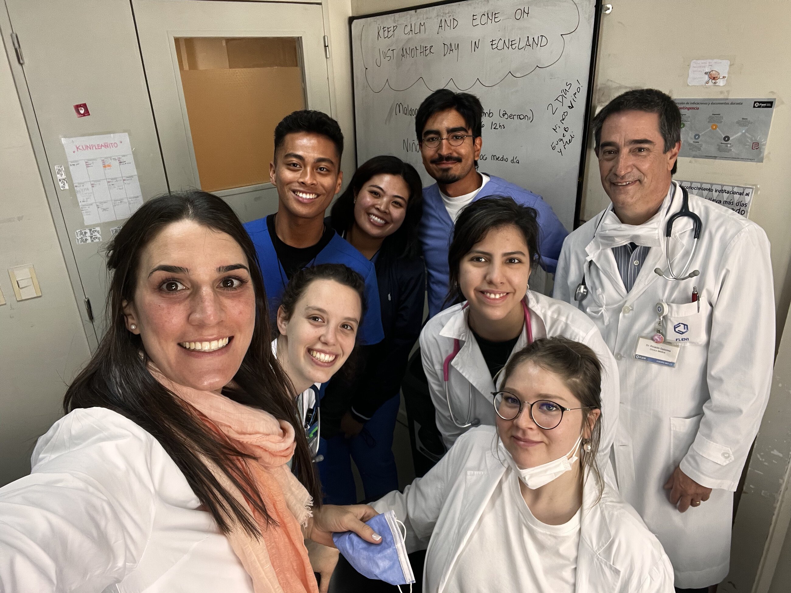 Selfie with the internal medicine residents and the attending physician.