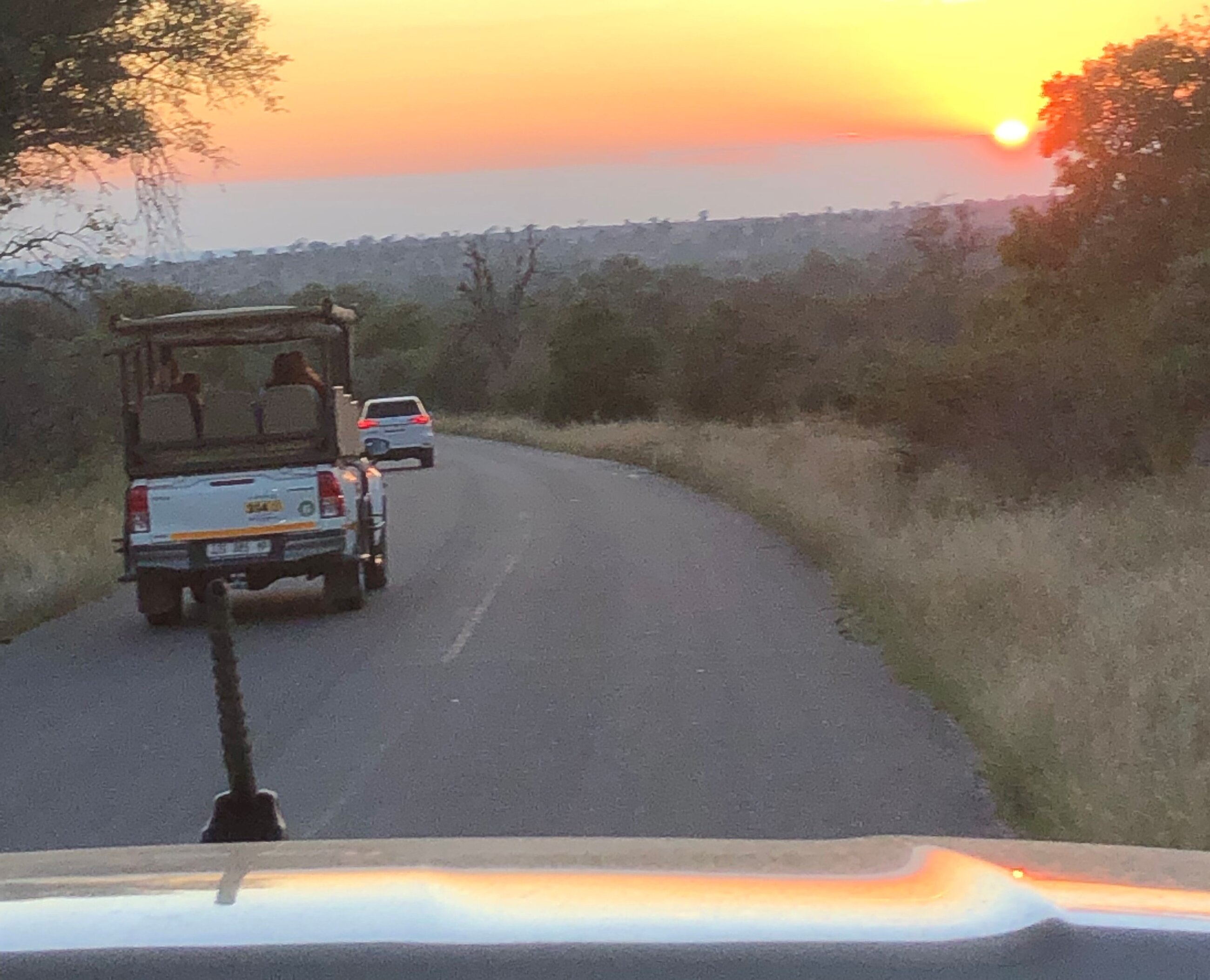 Sunsets in the Game Drive Vehicles