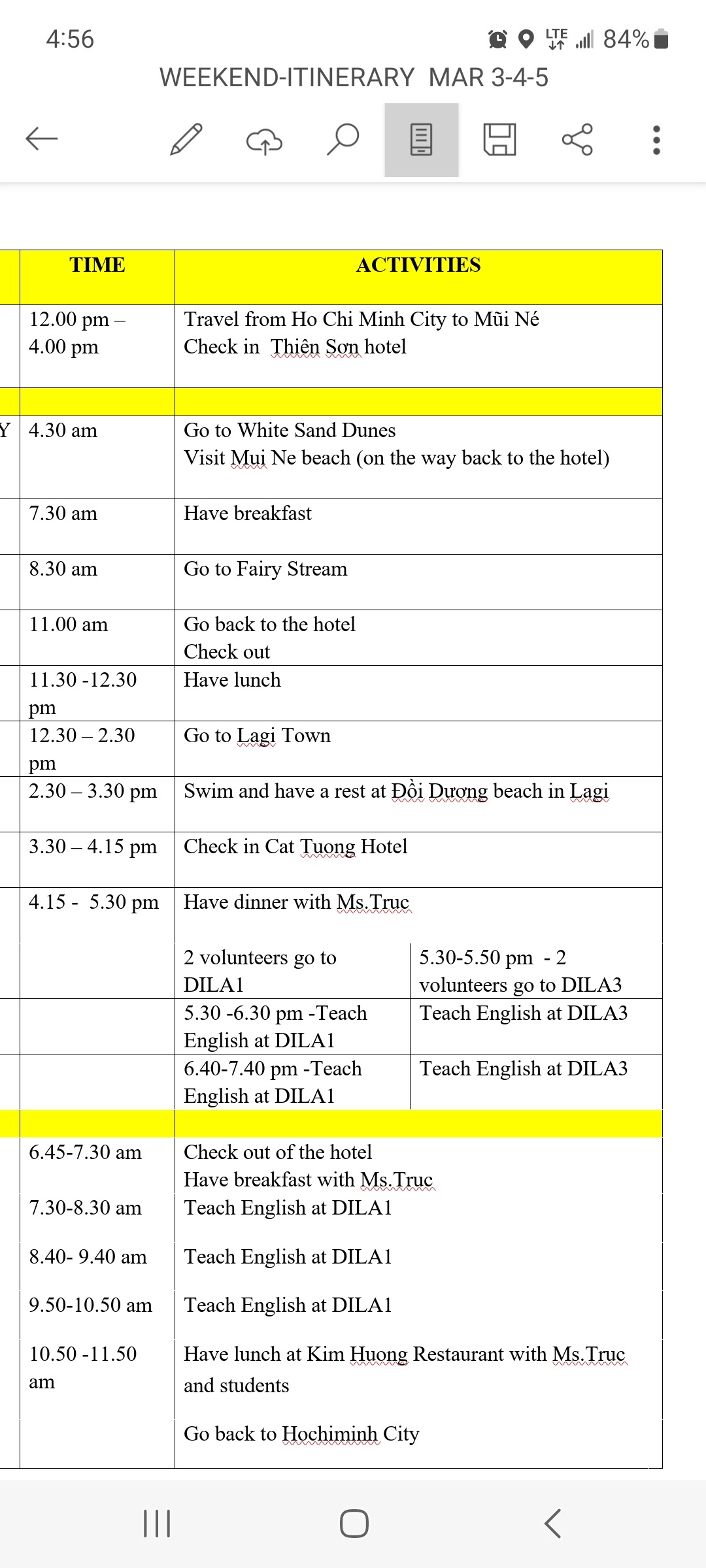 Mui Ne weekend schedule