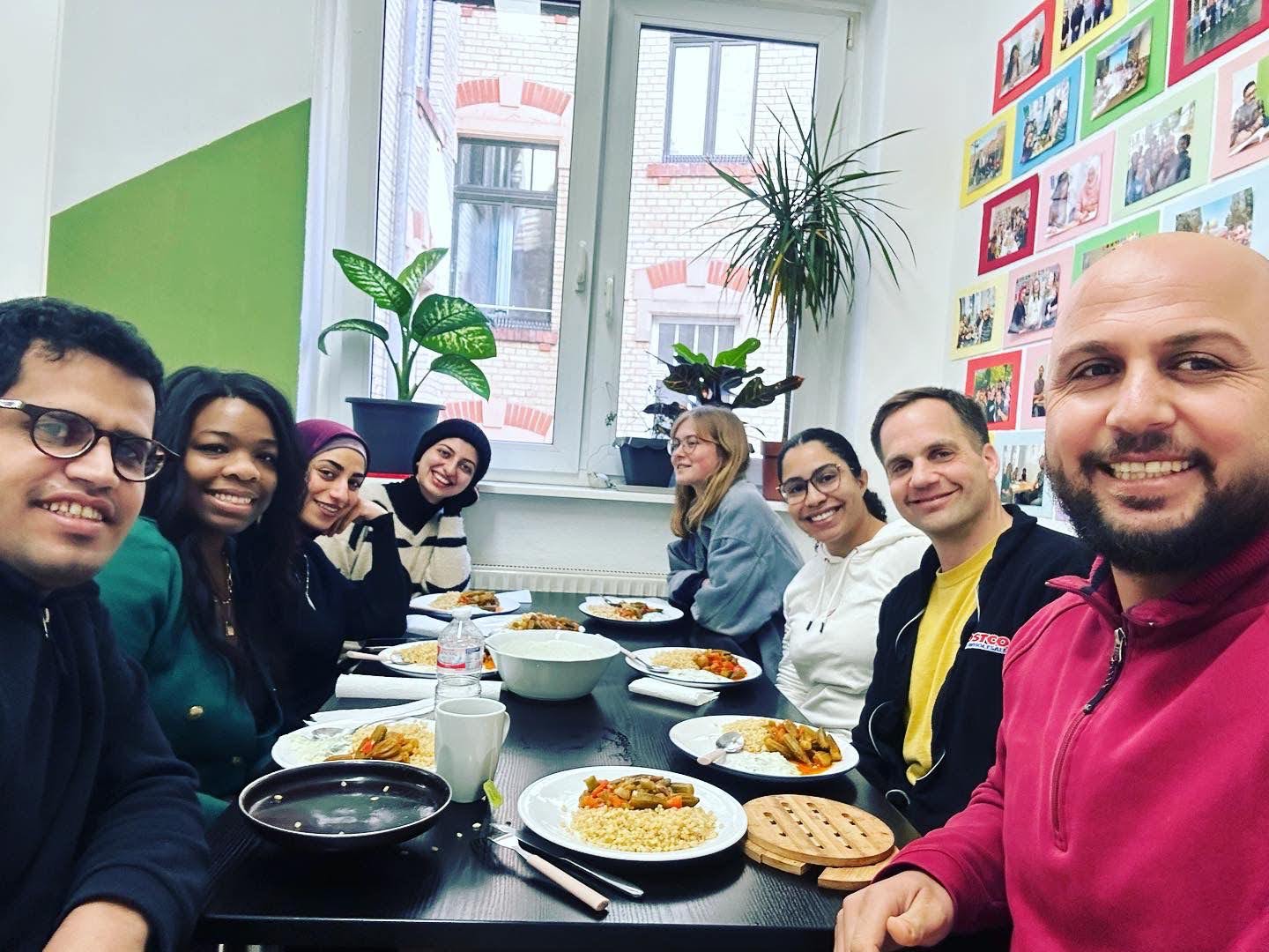 Eating together in the center