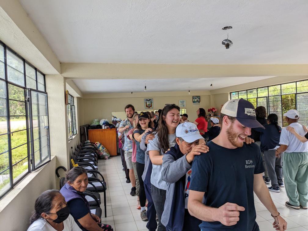 Conga Line after and elderly dance and singing class