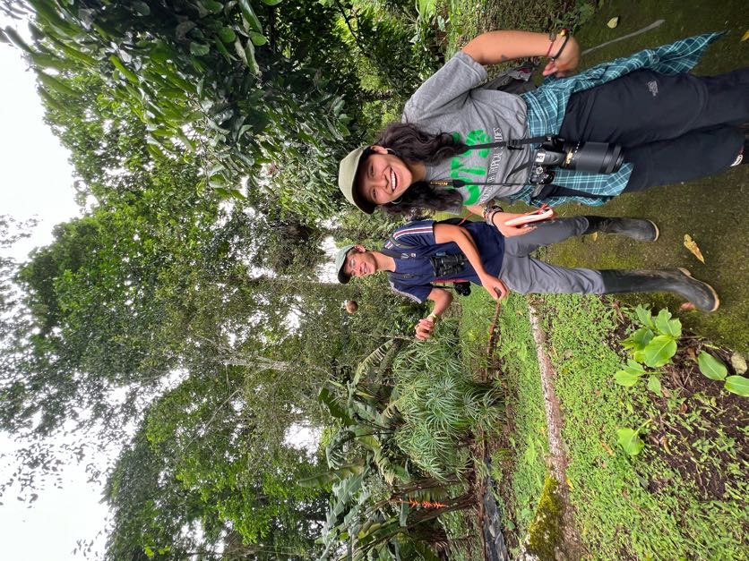 goofing around on a cool walk through a botanical garden