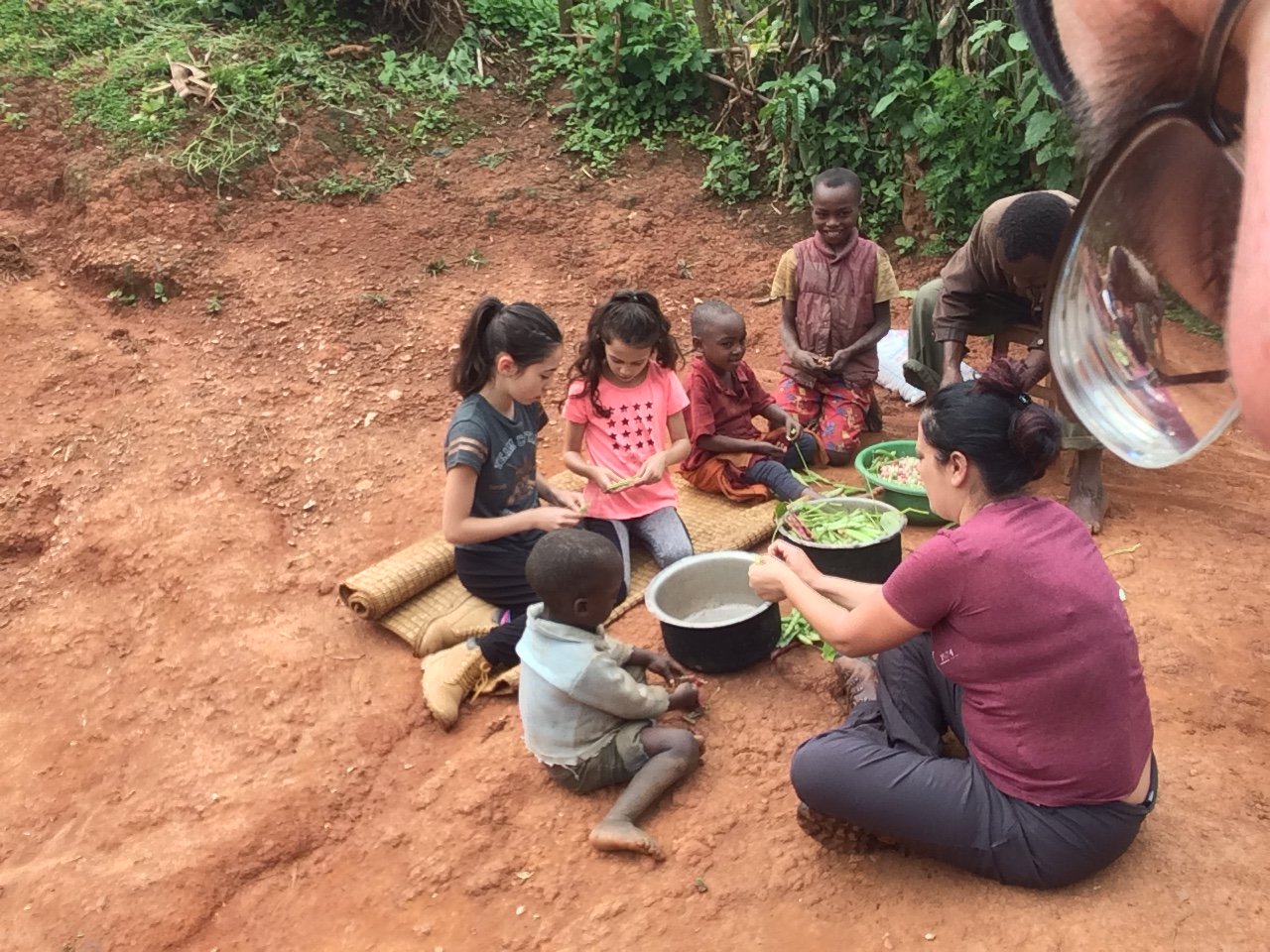Enjoying preparing a meal in the community