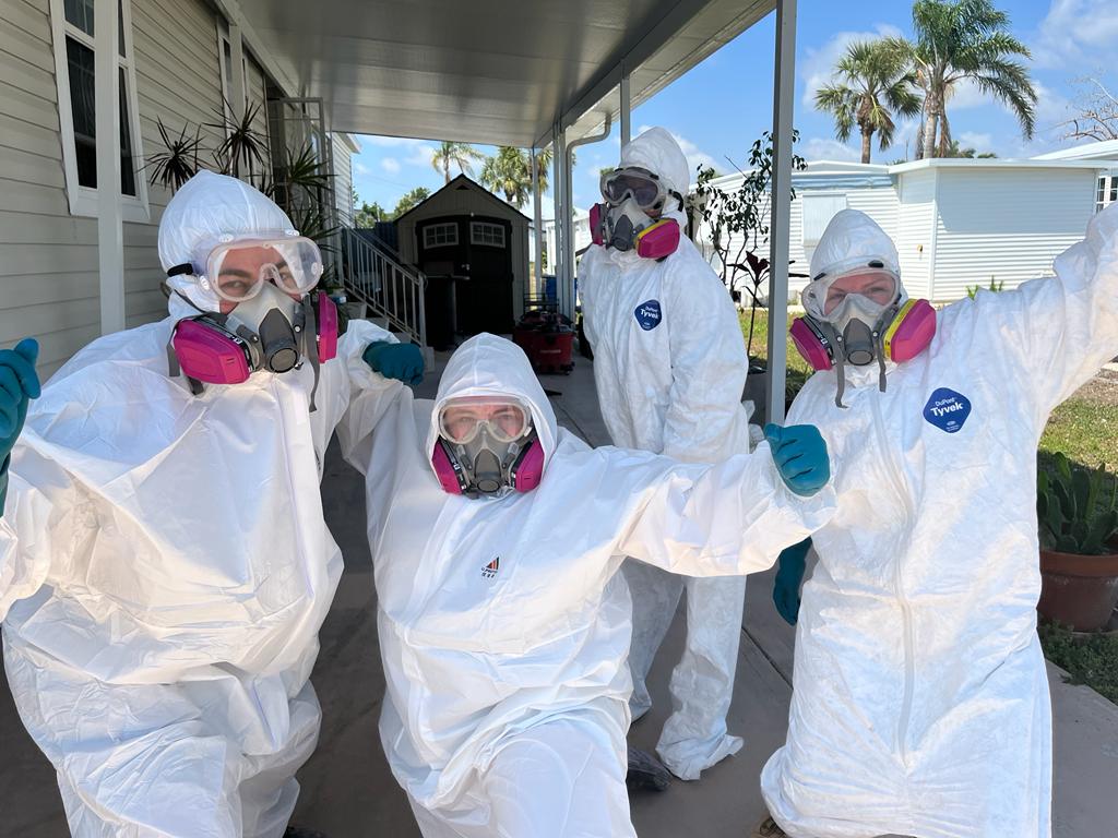 Geared up with PPE and ready to sanitize this home! 