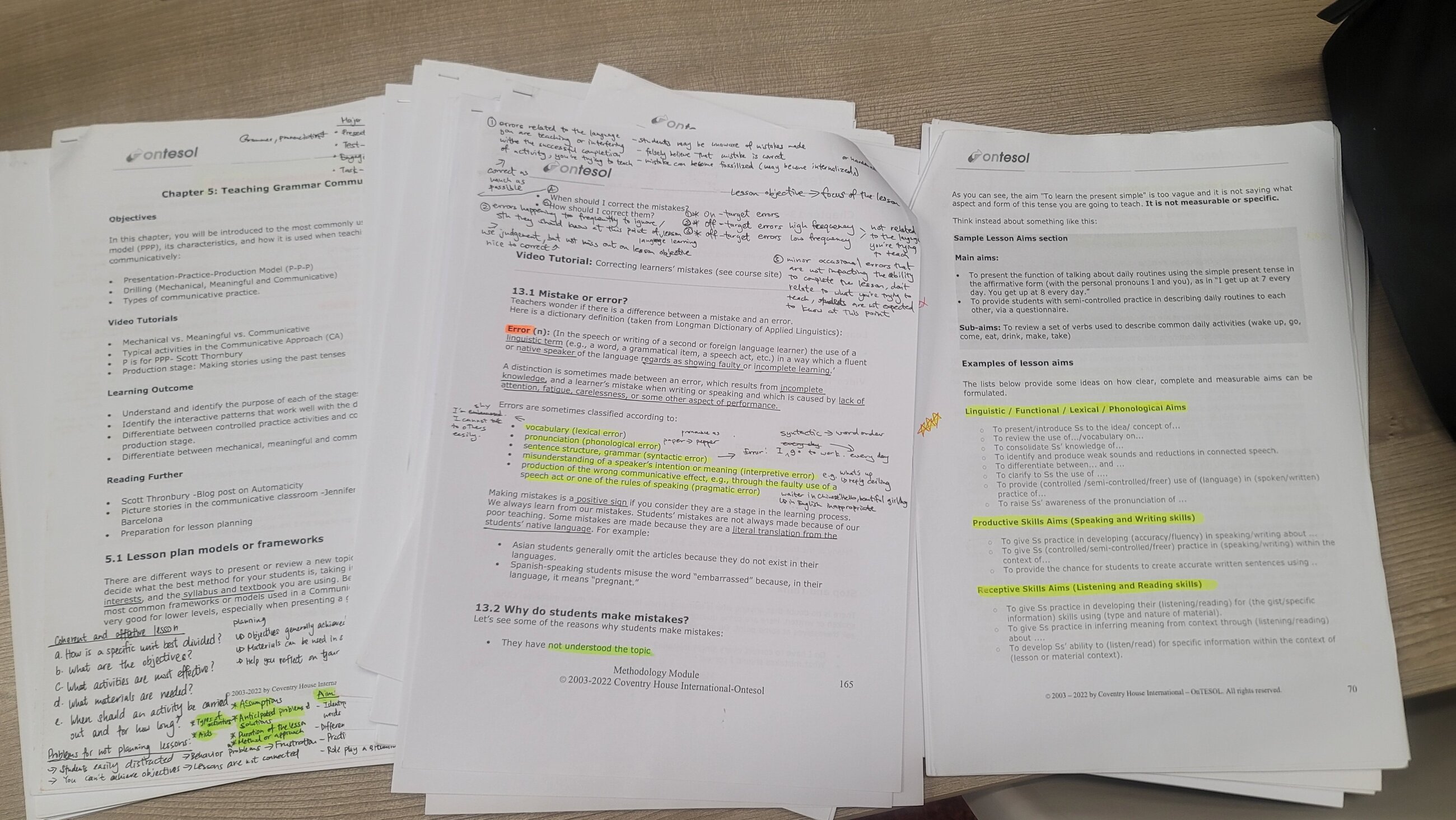 Notes I made from useful resources such as videos or tutor's feedback on my printed material.