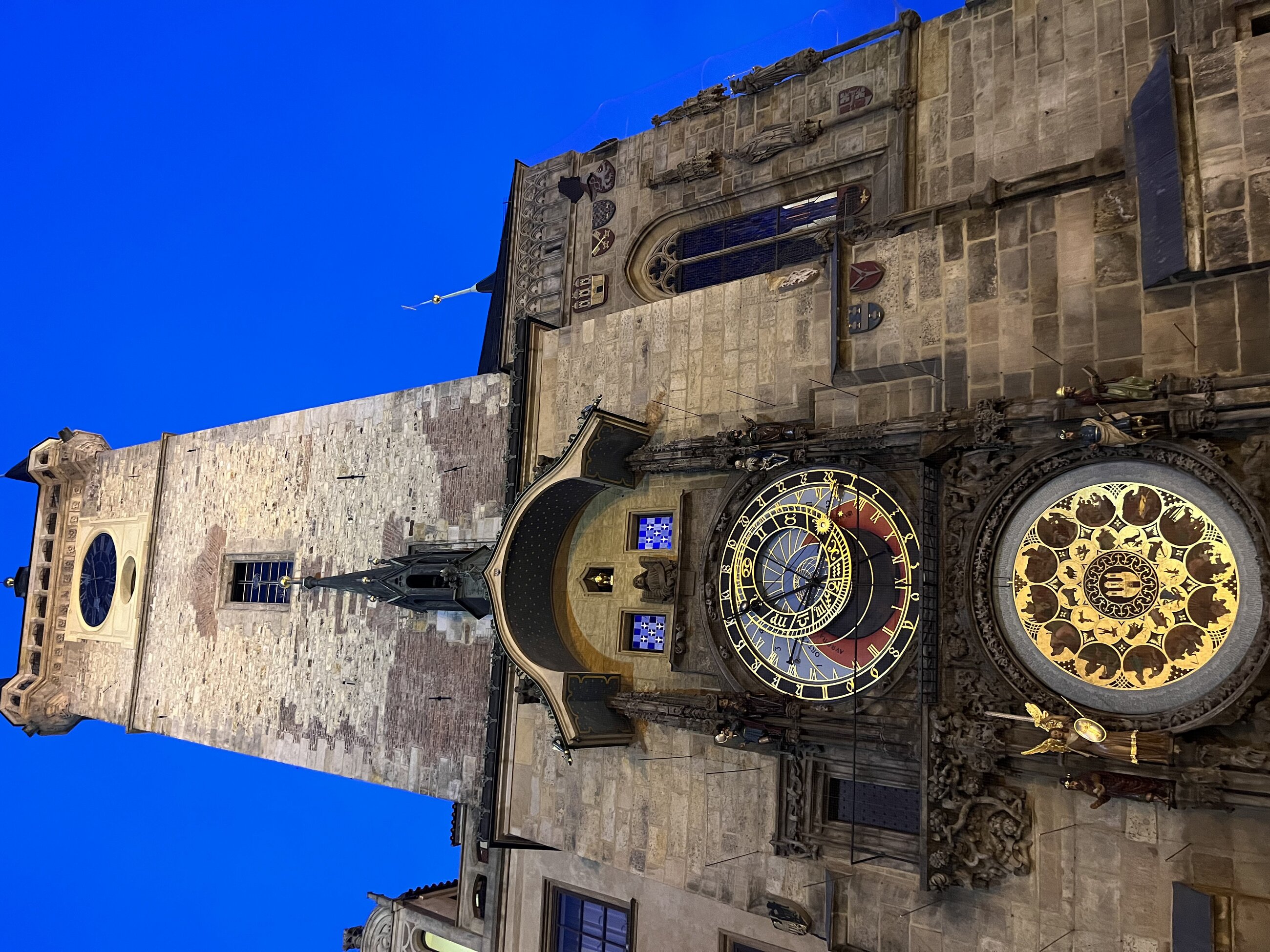 Nighttime view of the Old Town Astronomical Clock - a must see in Prague!