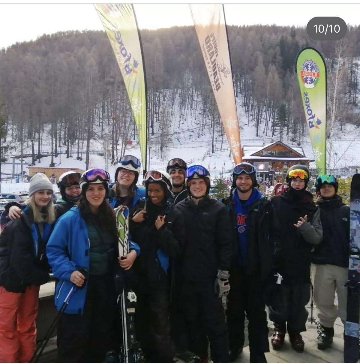 The whole group at Bardoneccia, the local skiing mountain 