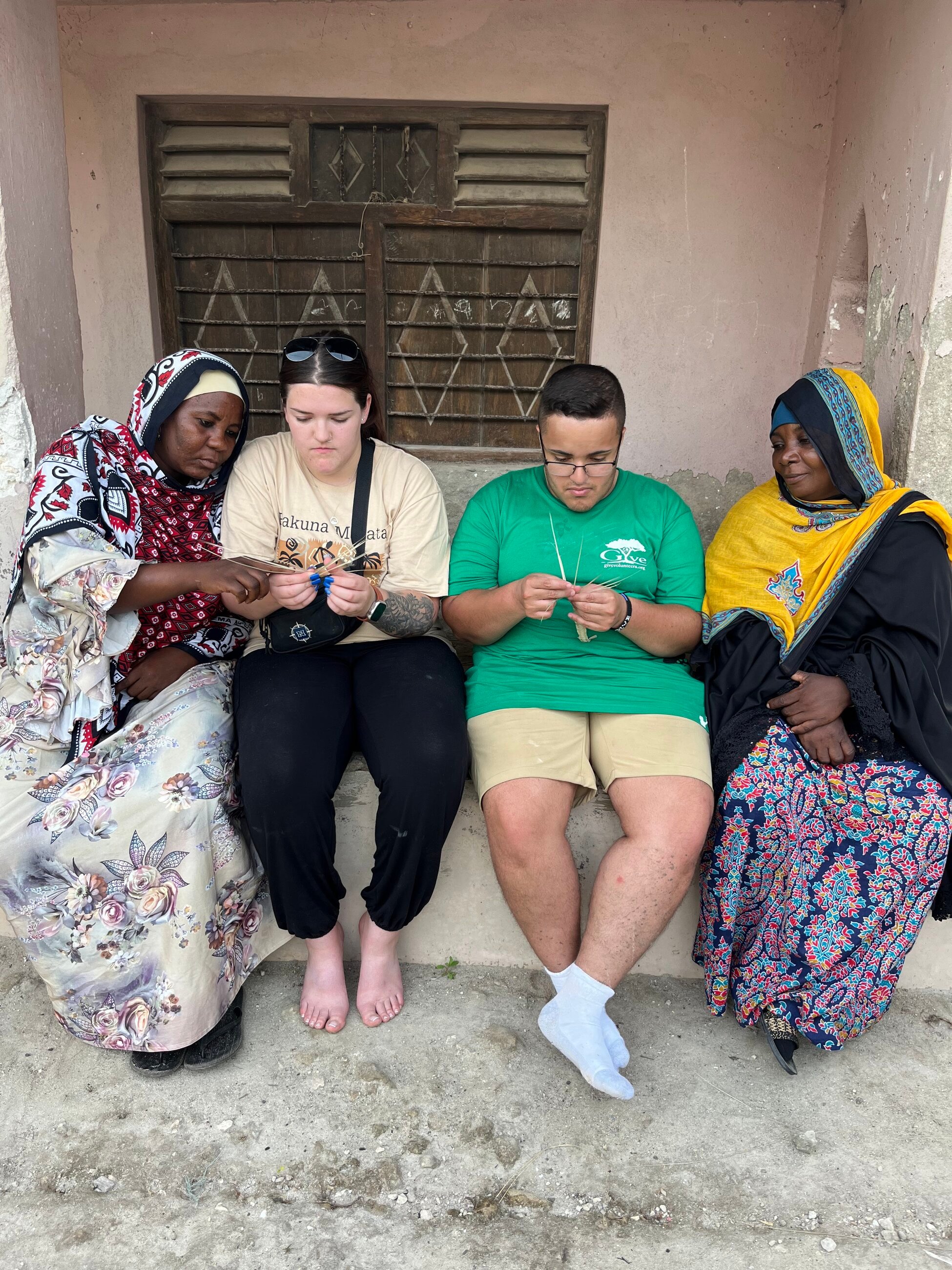 Weaving with the local women