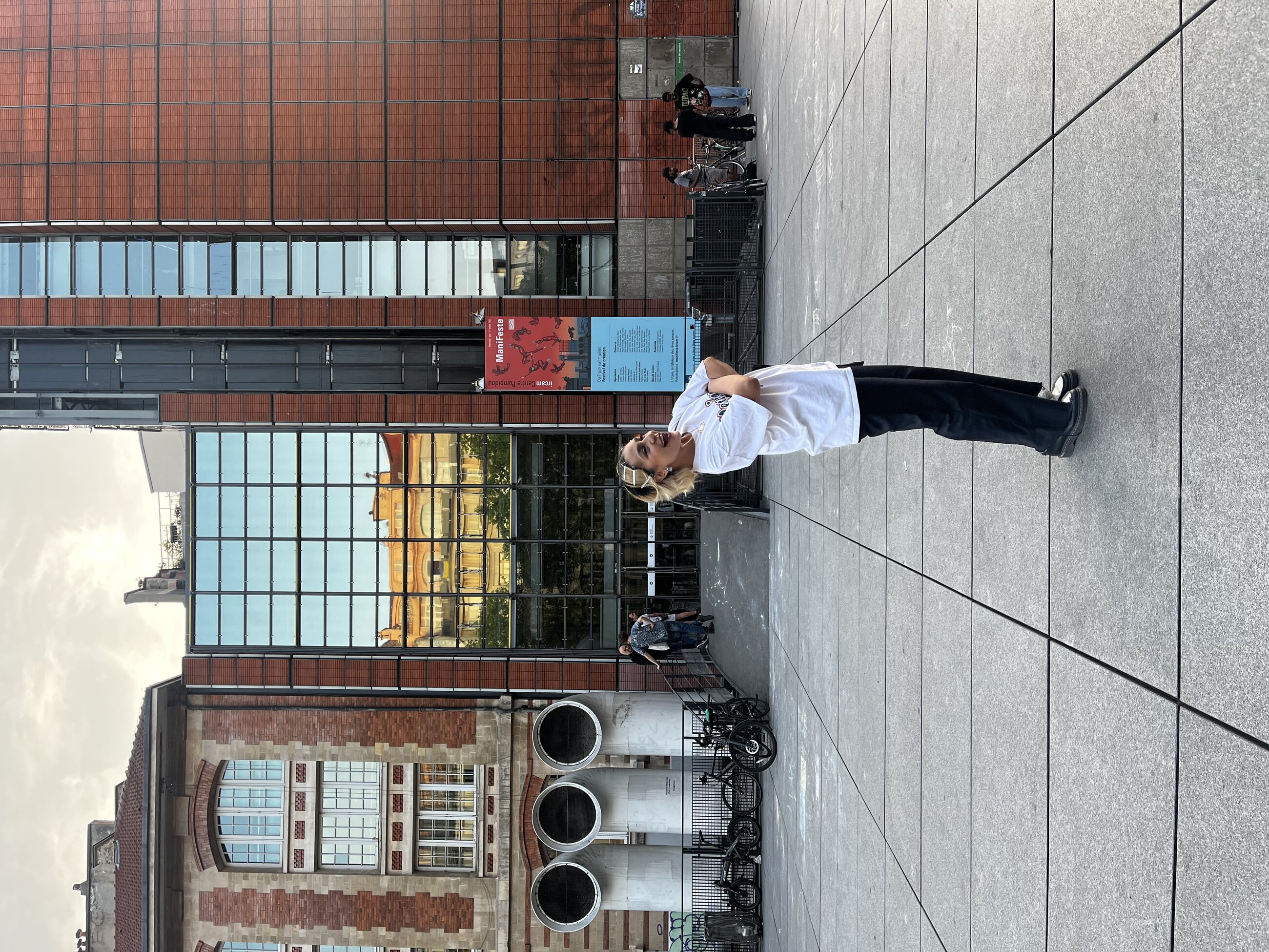 Posing outside of IRCAM before a free concert in the Centre Pompidou.