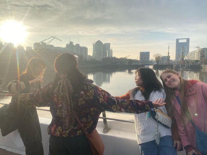 My friends and I on el puente de la mujer, one of the most famous landmarks of Buenos Aires