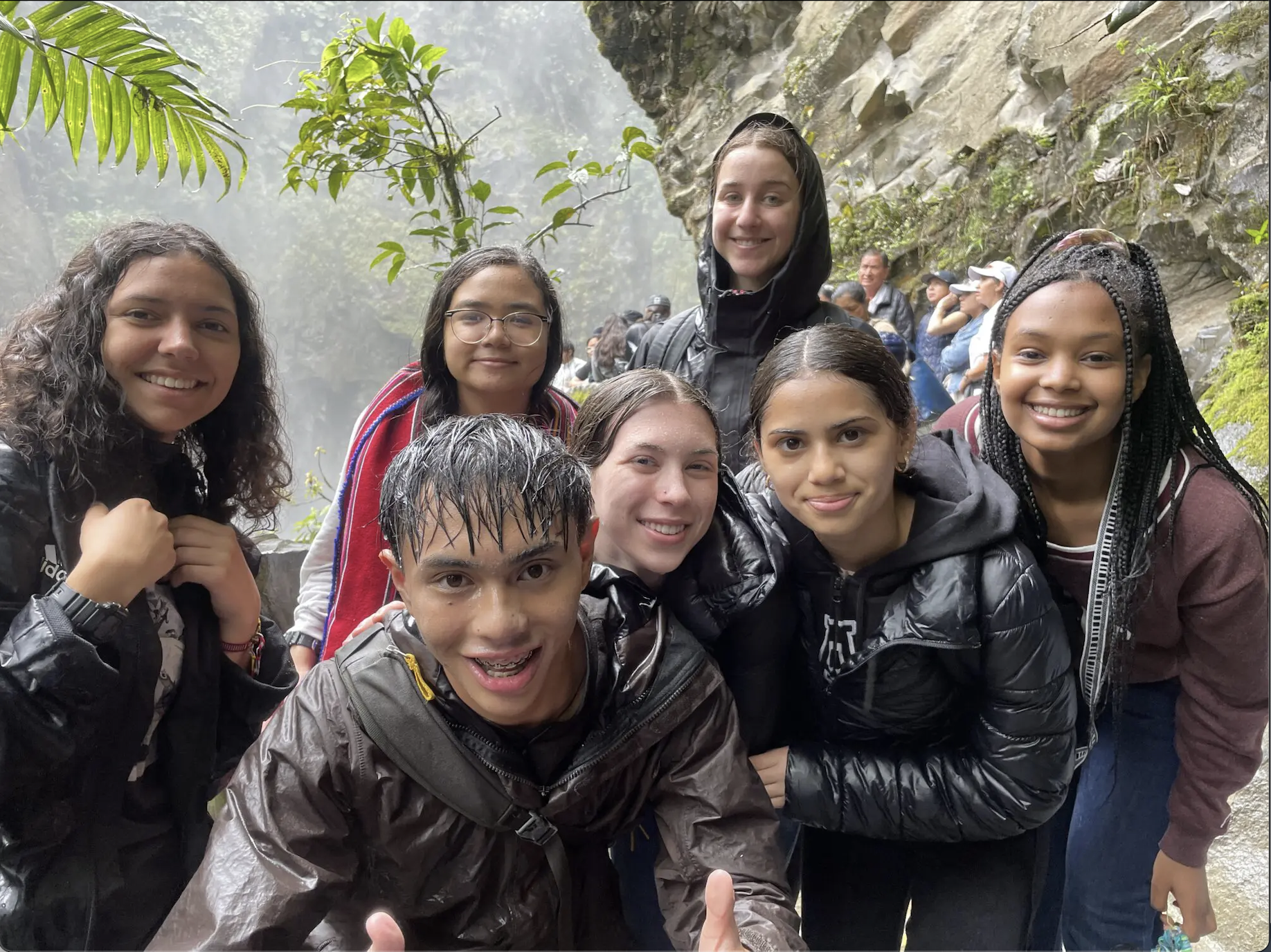 On our "Fun Day", exploring Baños, Ecuador at a waterfall