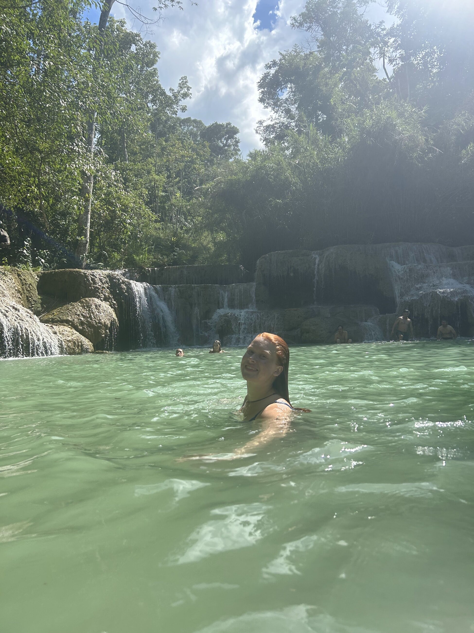 Swimming at a waterfall!