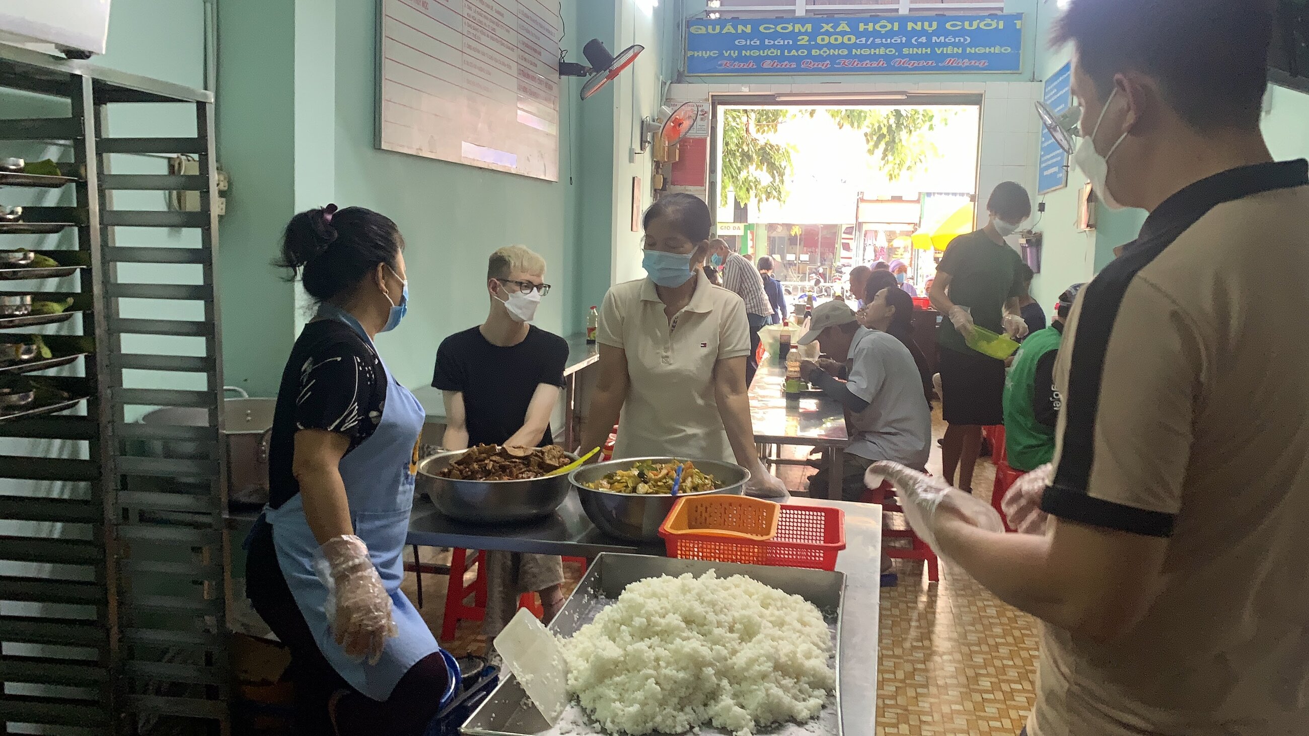 serving food