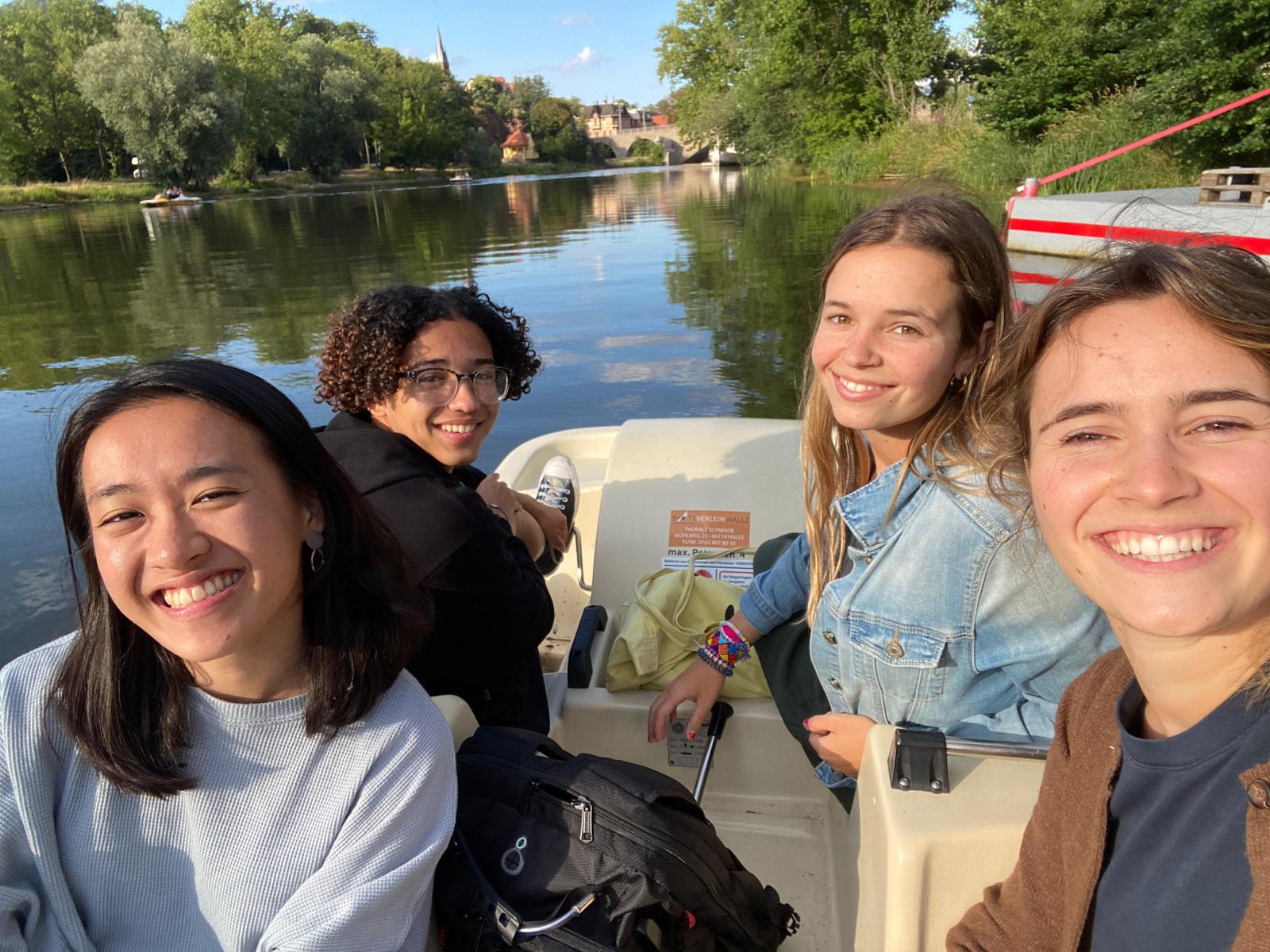 riding the pedalo boat