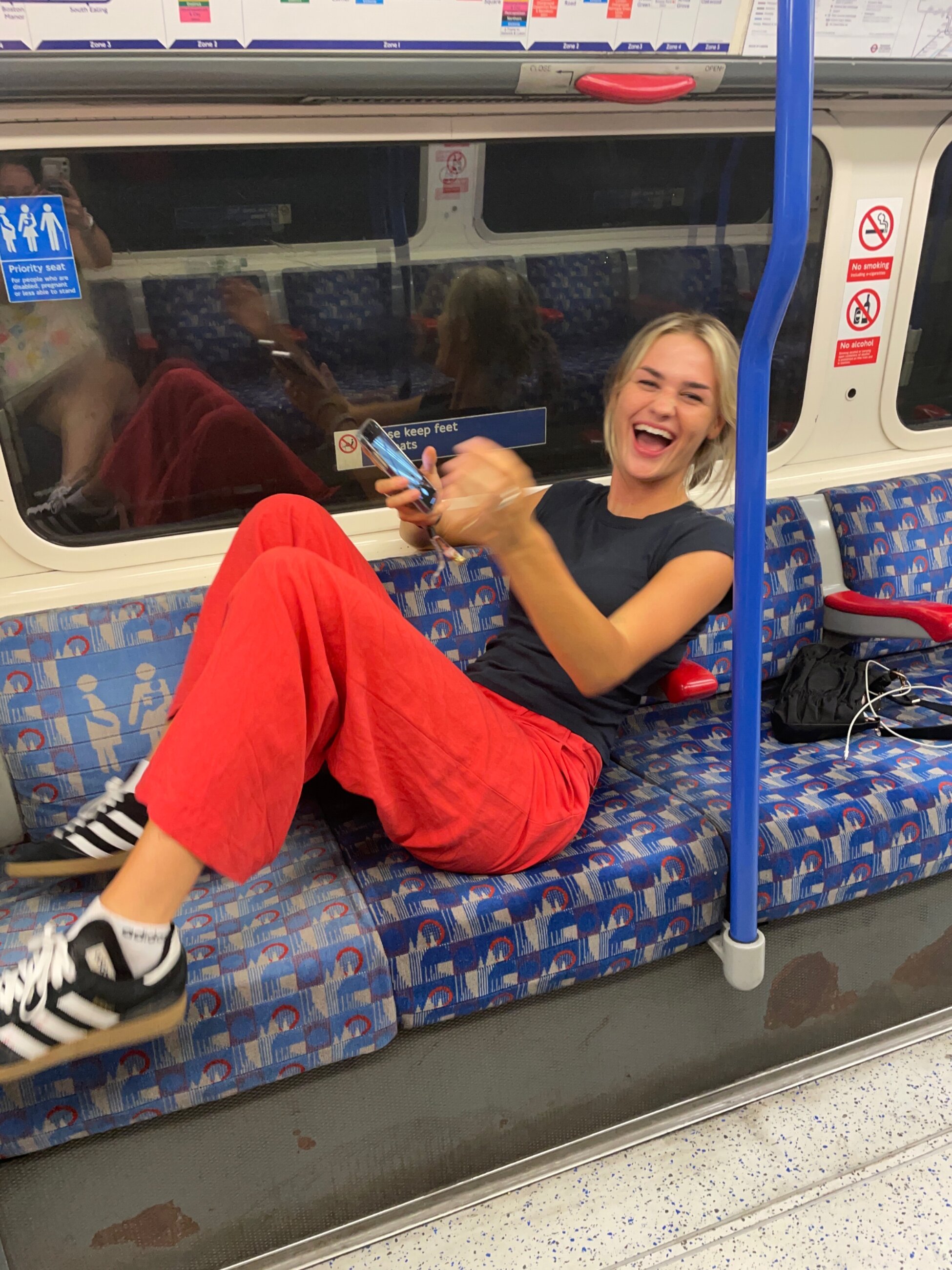 Laughing on the tube on the way back from the Harry Styles Concert at Wembley Stadium!