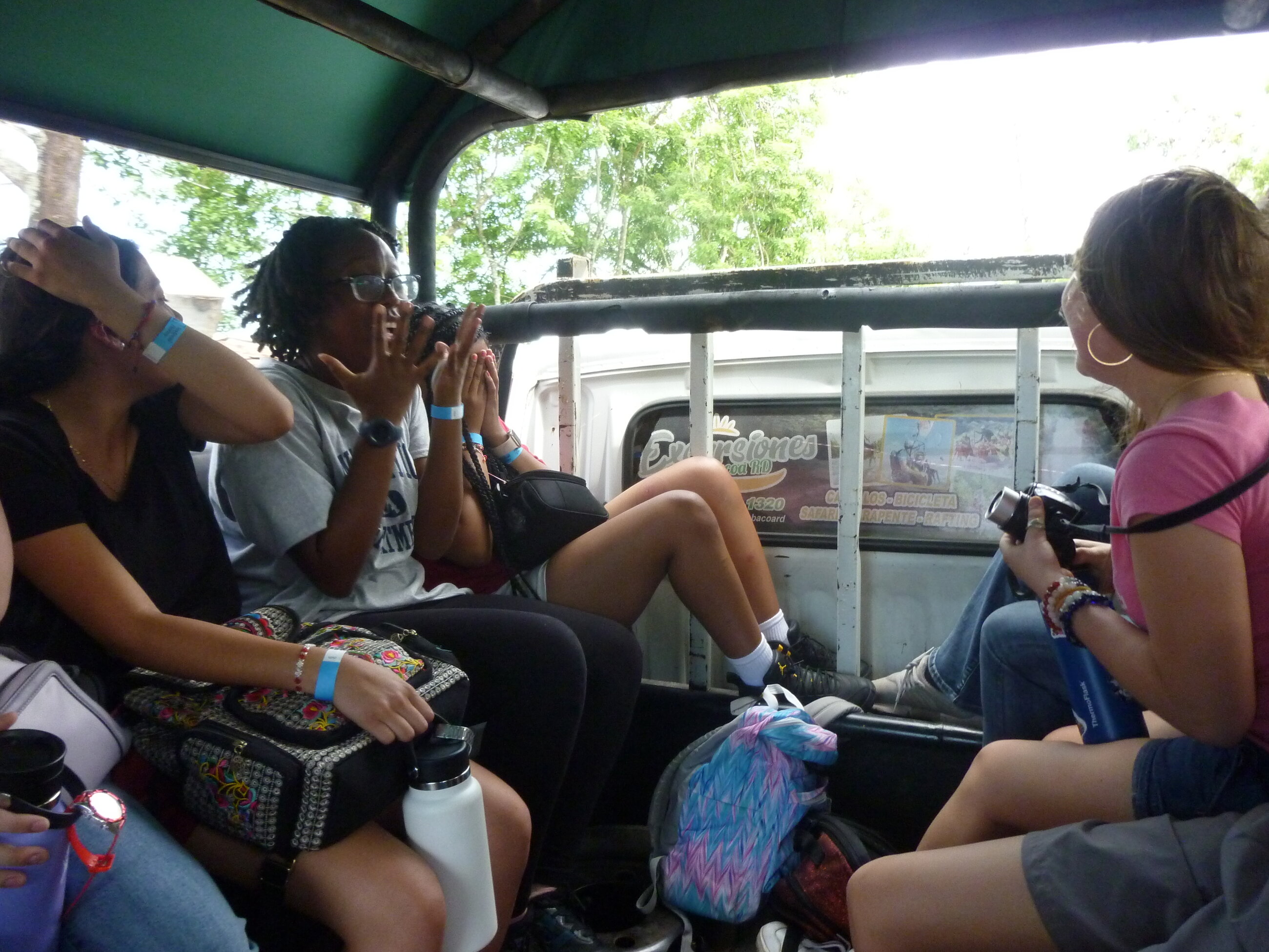 Excitement on our “safari bus”