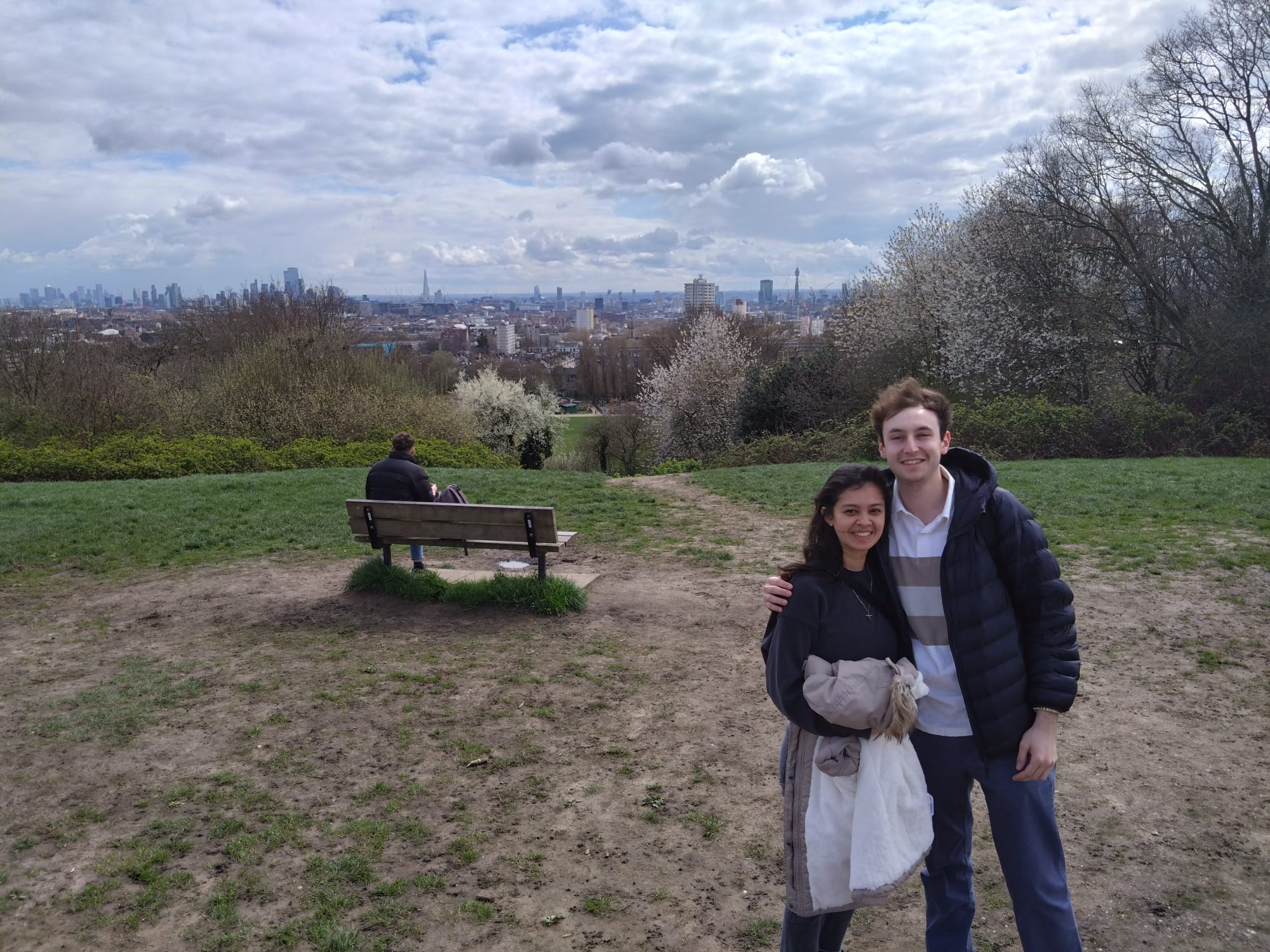 Me and a fellow intern at Hampstead Heath overlooking London