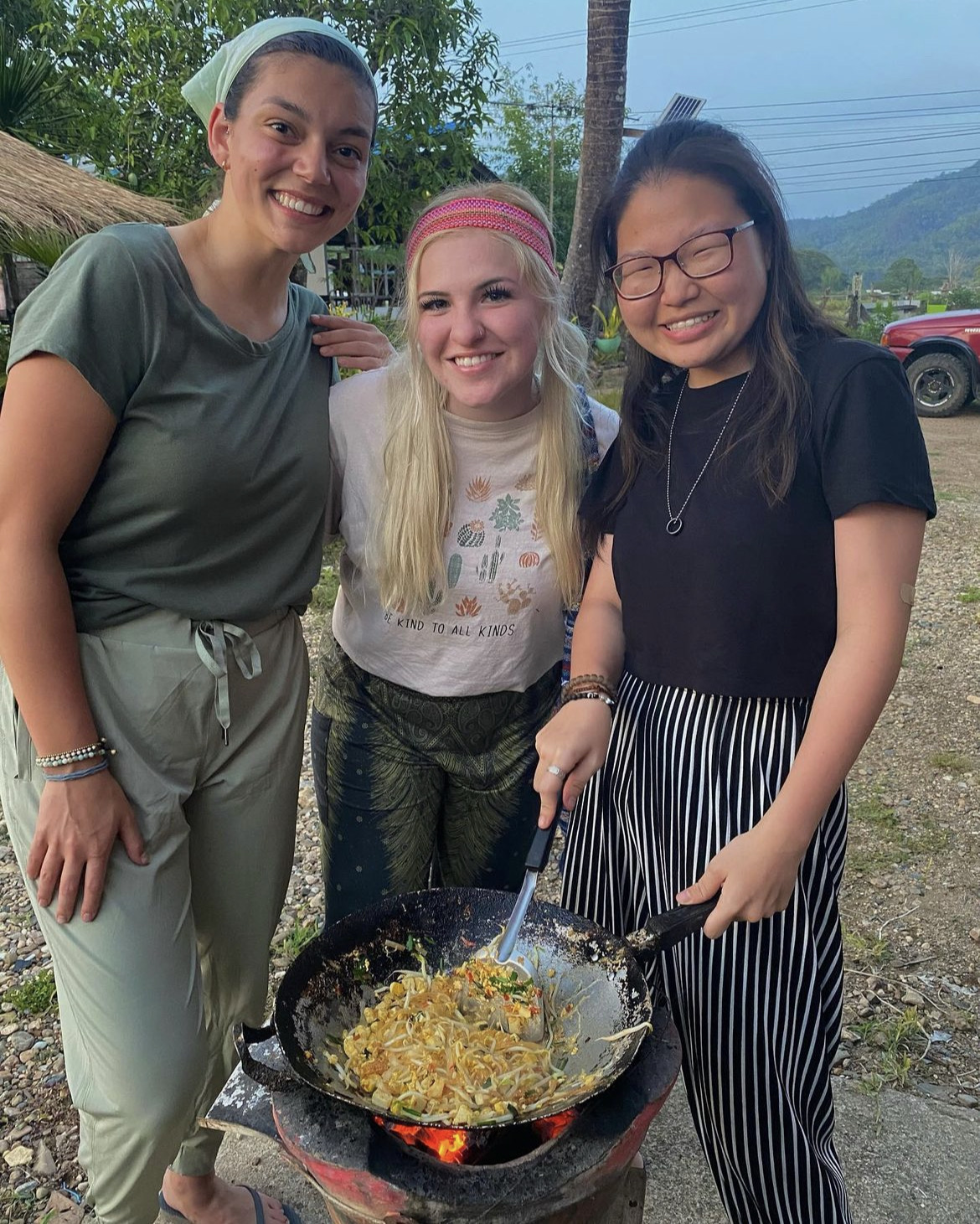 Making Pad Thai for the very first time with two of the sweetest people