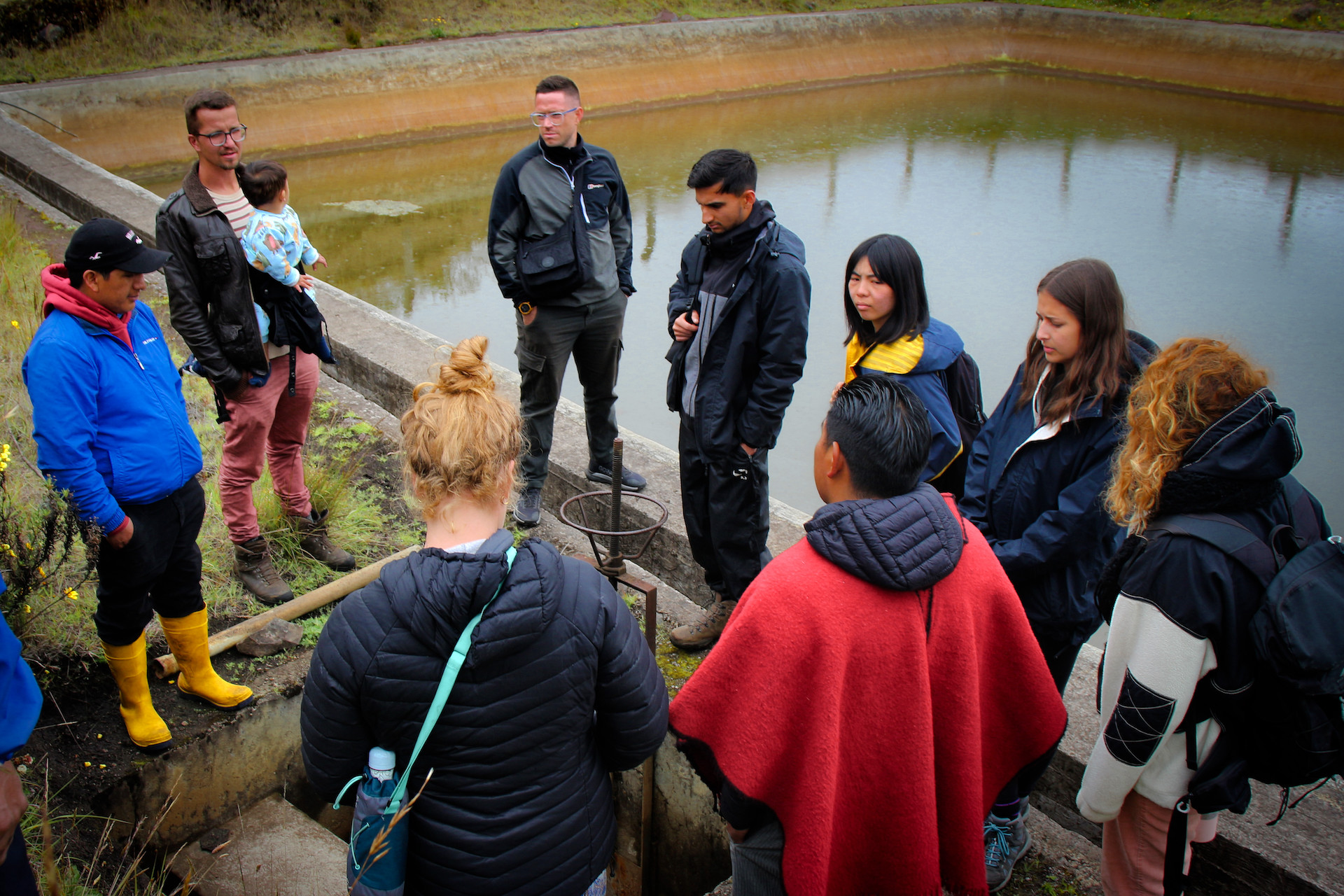 A site visit to Pímbalo, a community with very high water organisation. This photo shows my visit to their reservoir which they built through community funding and labour (Minga) in order to ensure they have water all year round (even in the dry season).