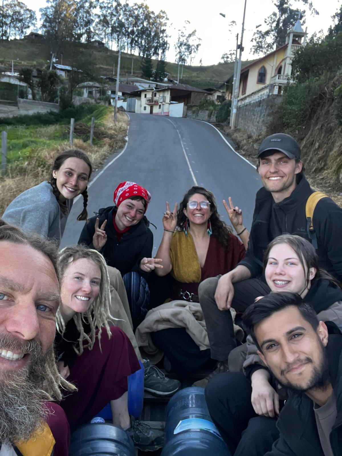 Me and other interns riding on a camioneta through Atandahua!
